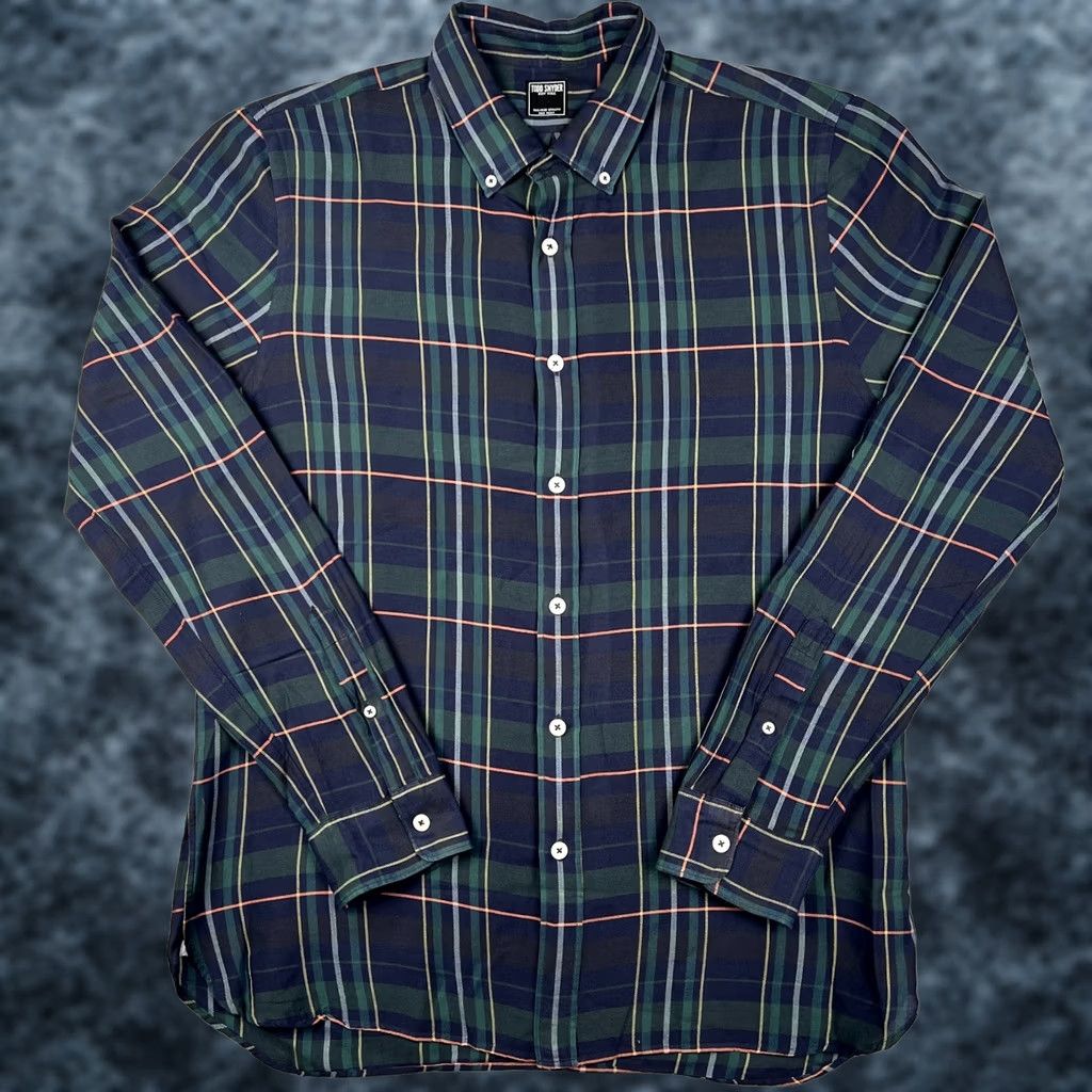 Todd Snyder Todd Snyder Flannel Button-Up Shirt Long Sleeve Mens Blue Plaid Large Regular Cotton Blend Huckberry Size US L / EU 52-54 / 3 - 1 Thumbnail