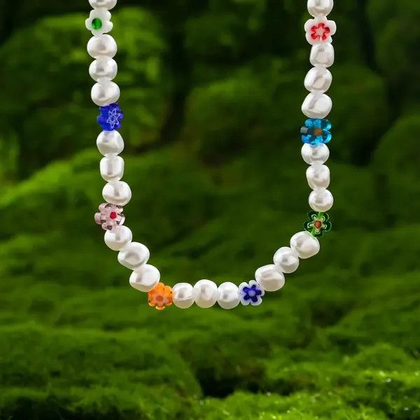 Jewelry Maya Kpop Fashion Irregular Simulated Pearls Flower Necklace Size ONE SIZE - 4 Thumbnail