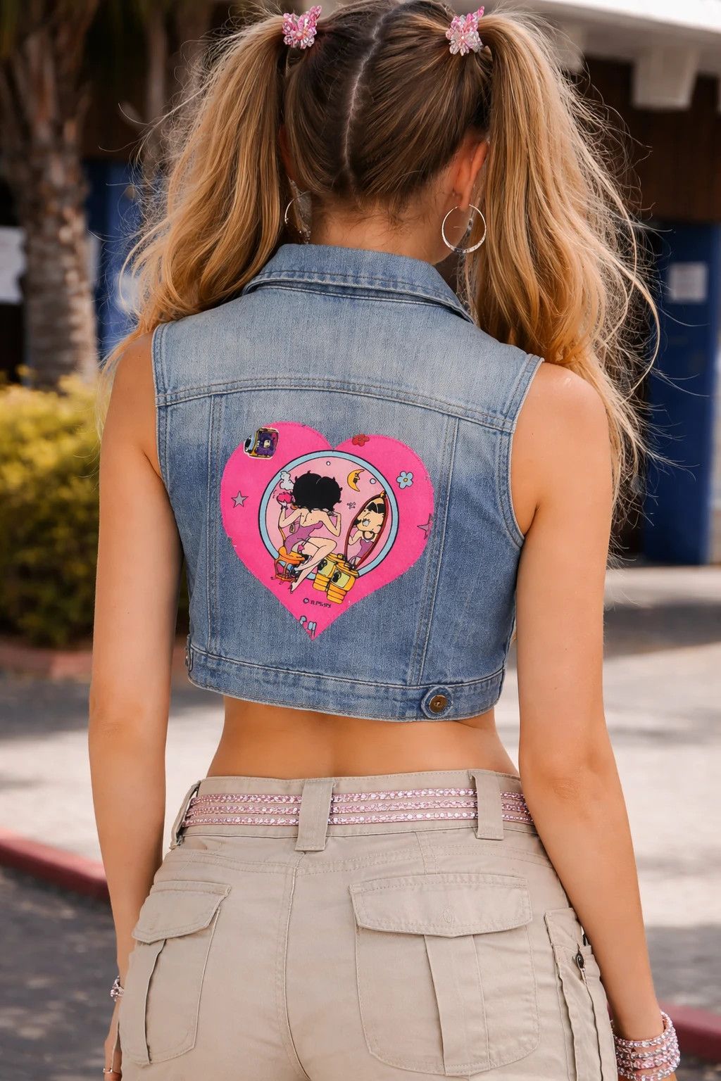 NEXT RARE Y2K Betty Boop Cropped Denim Jacket. Size XXL / US 16-18 / IT 52-54 - 5 Thumbnail
