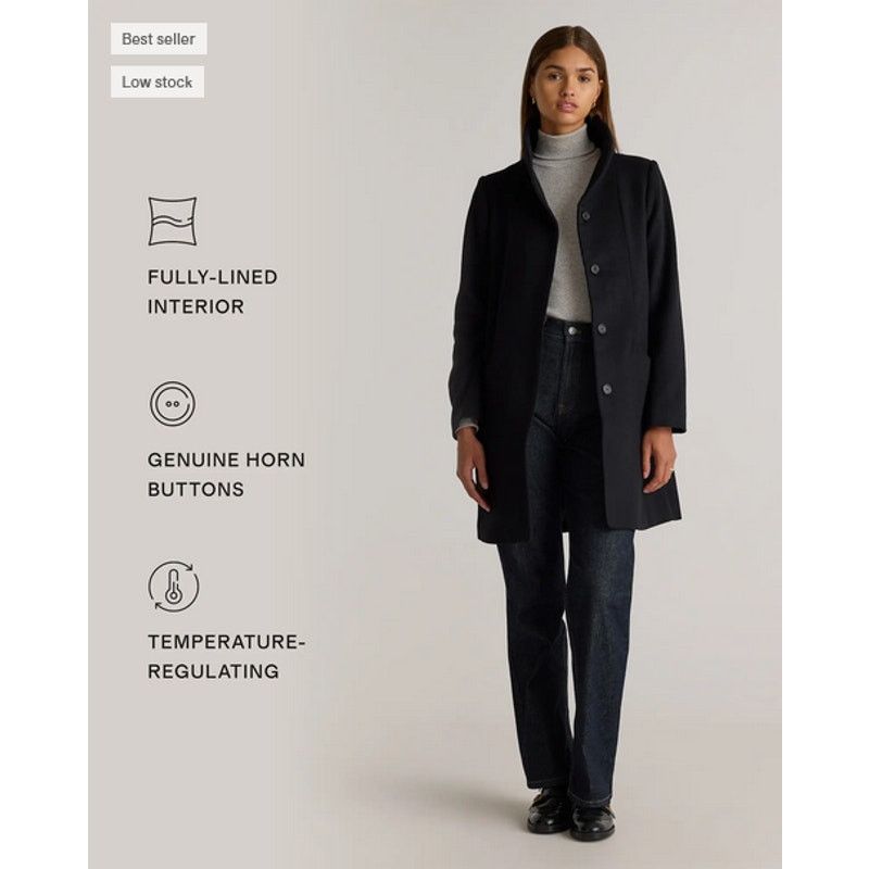 Quince Quince Women's Wool Cocoon Coat Black Size XS Size XS / US 0-2 / IT 36-38 - 2 Thumbnail