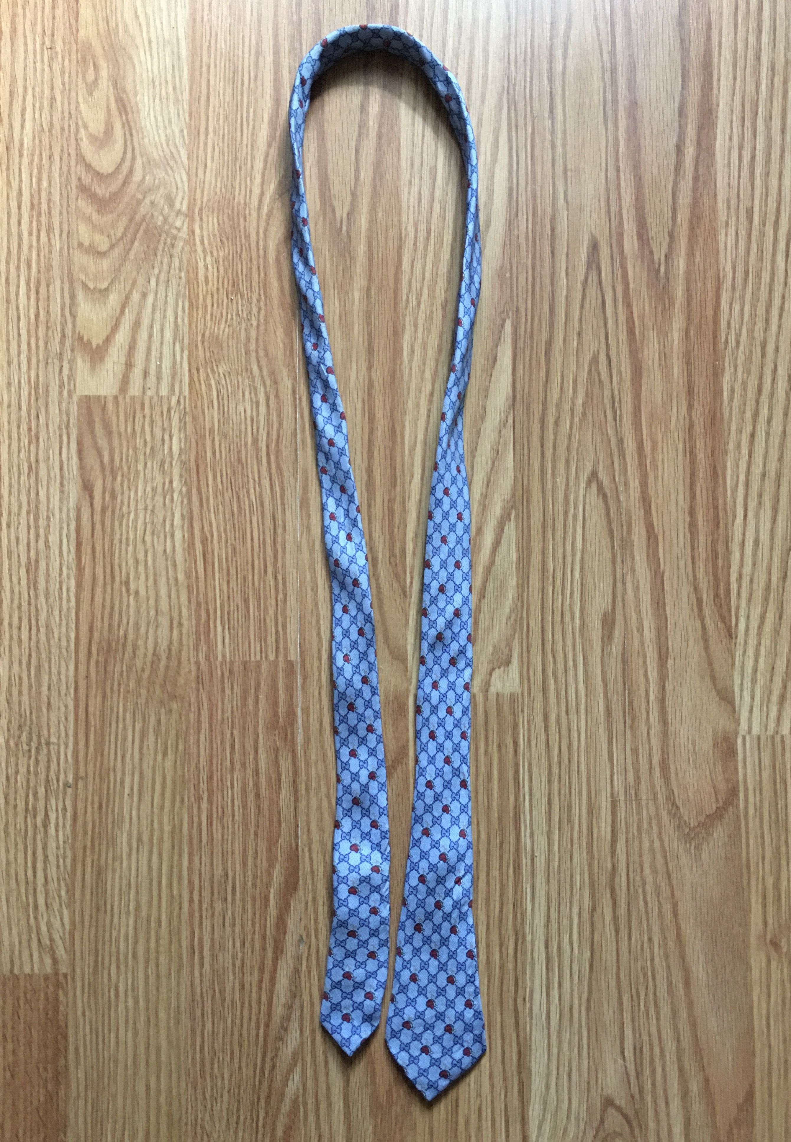 Gucci Gucci GG Pattern Rare Blue Slim Silk Mens Tie Size ONE SIZE - 8 Thumbnail