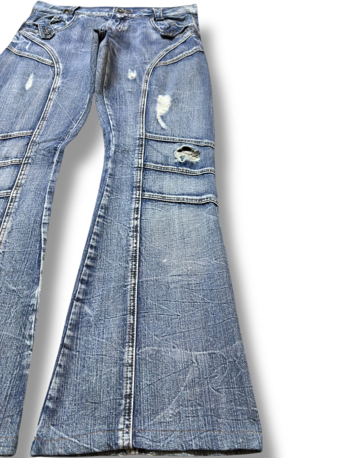 semanticdesign Vintage Semantic Design Flare Grunge Bondage Denim Size US 33 - 4 Thumbnail