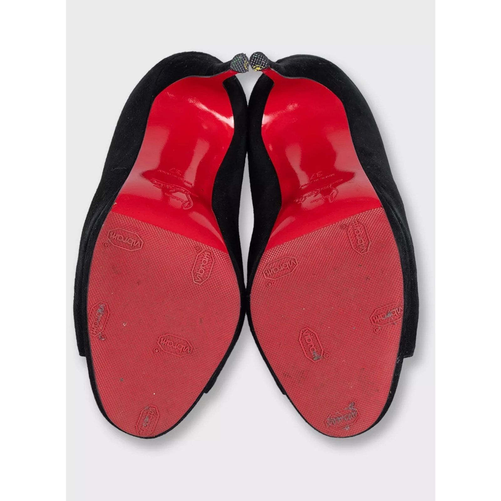 Christian Louboutin Christian Louboutin Black Suede Open-Toe Booties Sz.37 Size US 6 / IT 36 - 5 Thumbnail