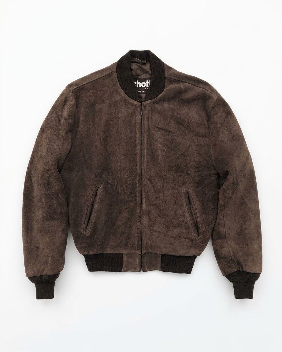 Vintage Schott NYC Suede Leather Bomber Jacket Usa in Brown, Men's