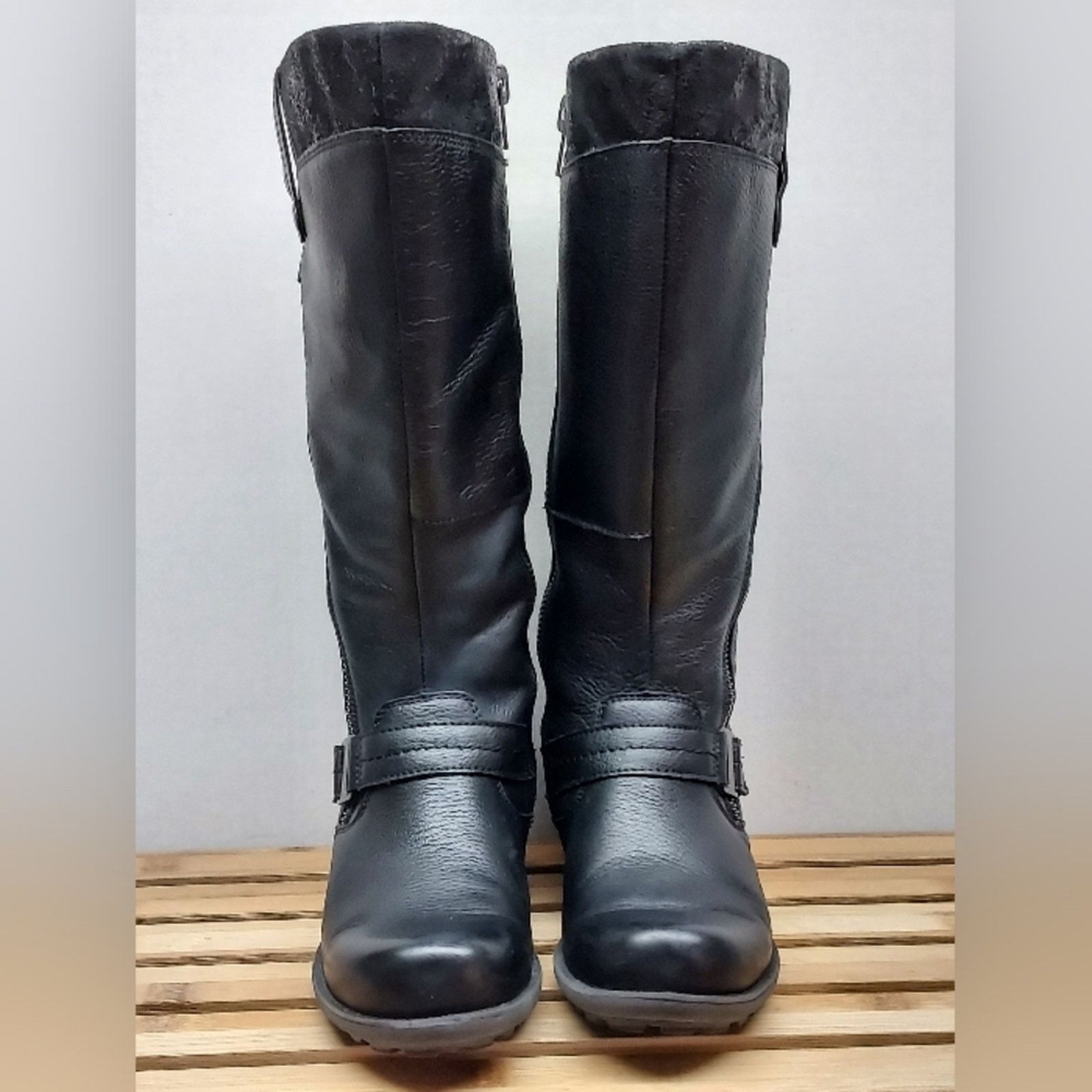 Other Earth Origins Black Leather Knee Boots Size 8.5 Wide Shaft Size US 8.5 / IT 38.5 - 5 Thumbnail