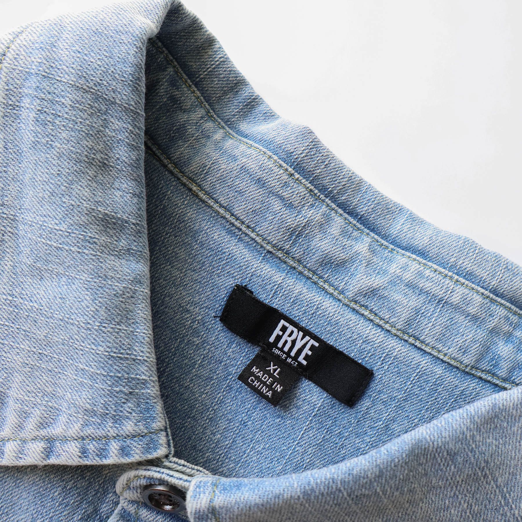 Frye Rare Frye Vintage Washed Denim Button Down Western Shirt Size US XL / EU 56 / 4 - 3 Thumbnail