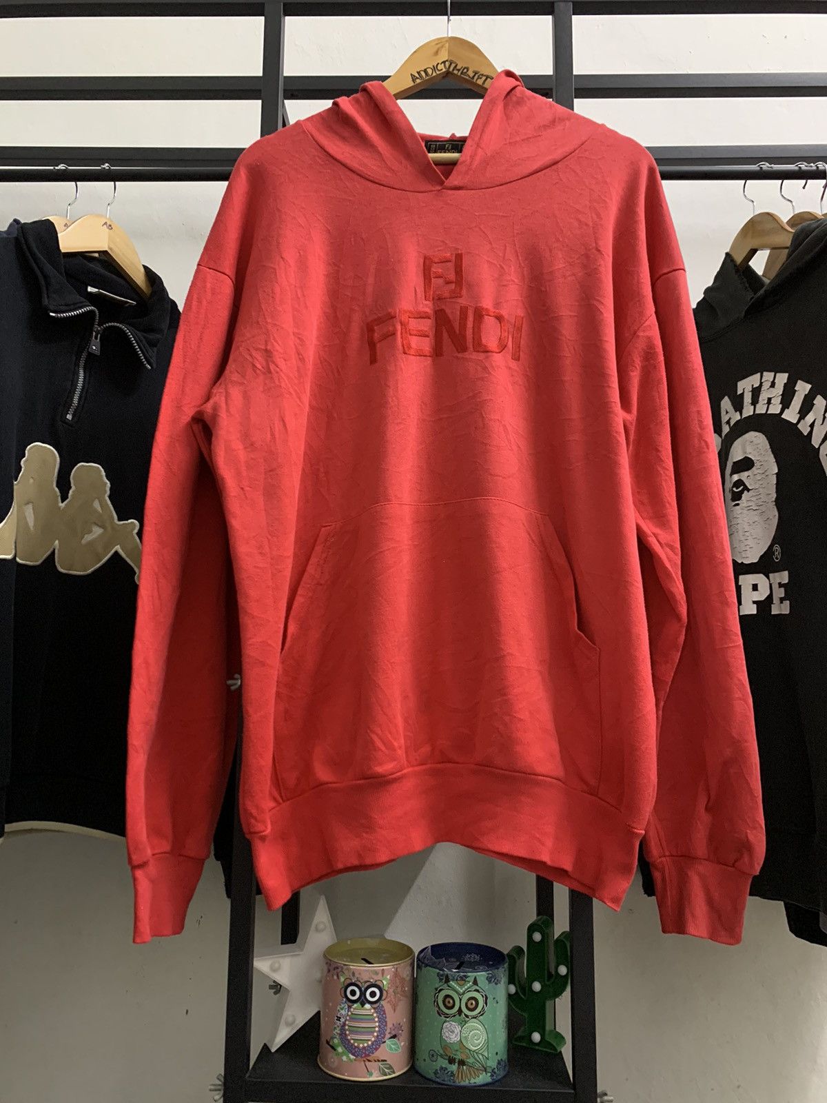 Red fendi hoodie online