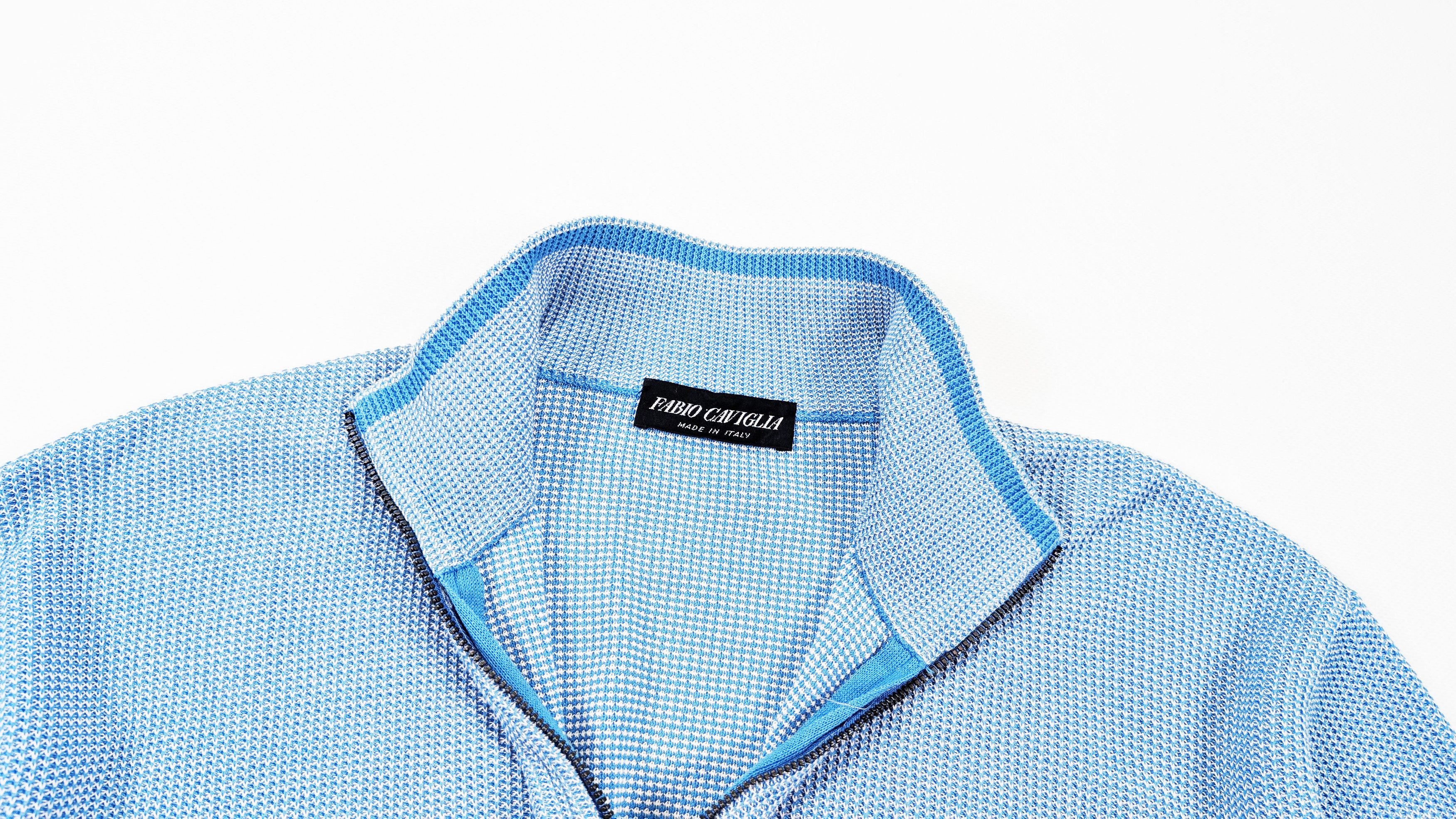 Other Fabio Caviglia 1/3 Zip Blue Cotton Pullover Size 52 L Size US L / EU 52-54 / 3 - 6 Thumbnail