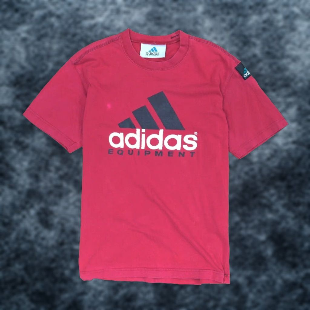 VINTAGE Adidas Equipment T-Shirt Men Medium Red 90s Cotton Short
