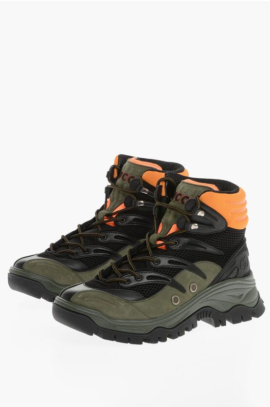 image of Gucci Suede Leather Hiking Boots in Green, Men's (Size 10)