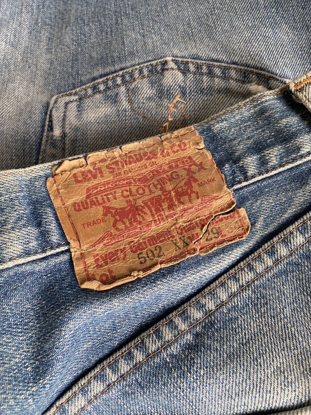 Levi's × Levi's Vintage Clothing × Vintage Vintage Levi’s 502 XX Distressed Selvedge Denim Size US 27 - 17 Thumbnail