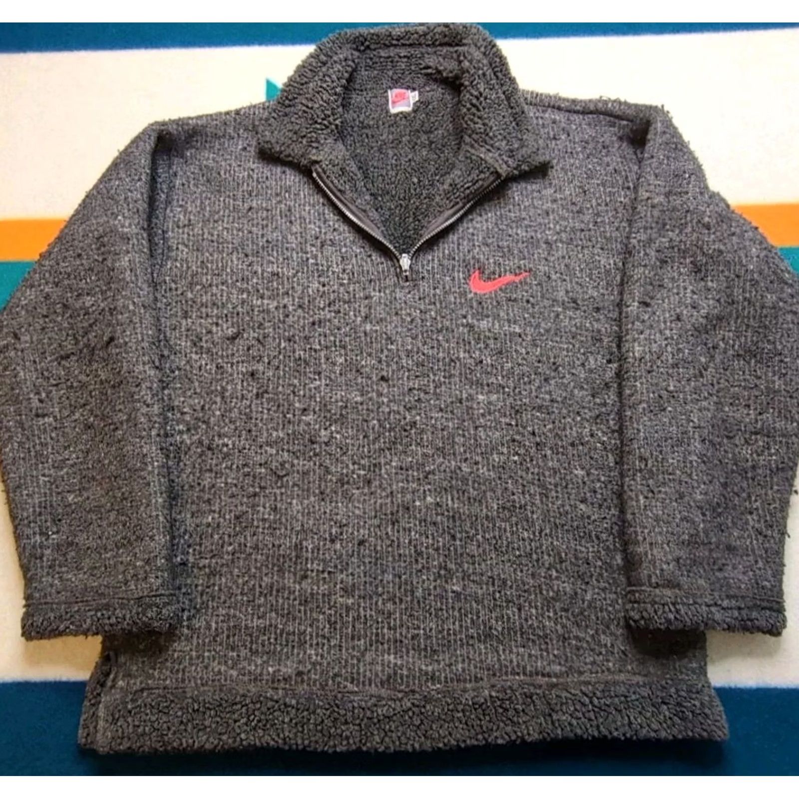 Nike VINTAGE Nike Jacket 2XL Gray Fleece Pullover 1/4 Zip Made In USA Mens Size US XXL / EU 58 / 5 - 2 Thumbnail