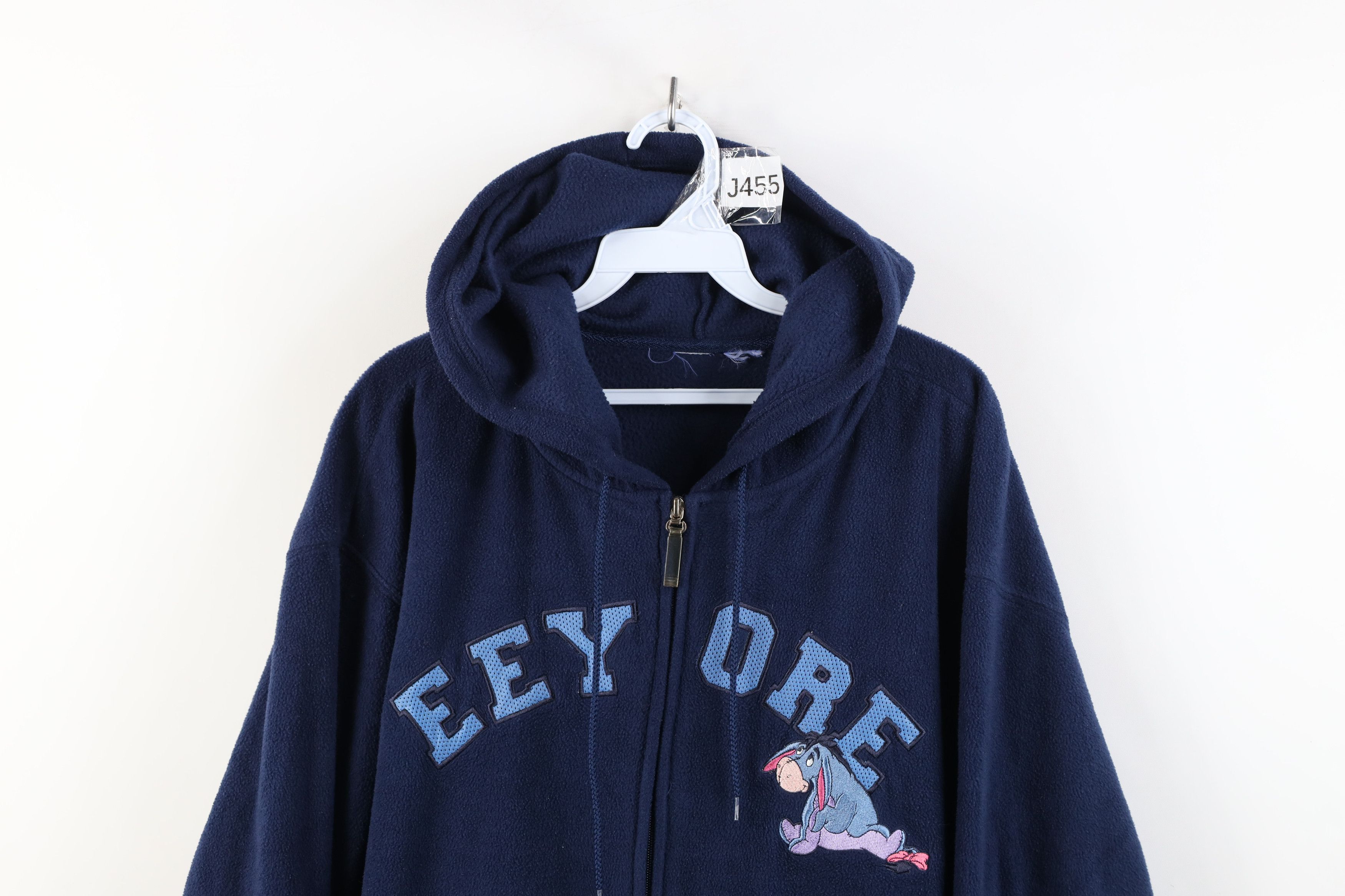 Disney Vintage 90s Disney Winnie the Pooh Eeyore Fleece Hoodie Blue Size XXL / US 16-18 / IT 52-54 - 2 Thumbnail