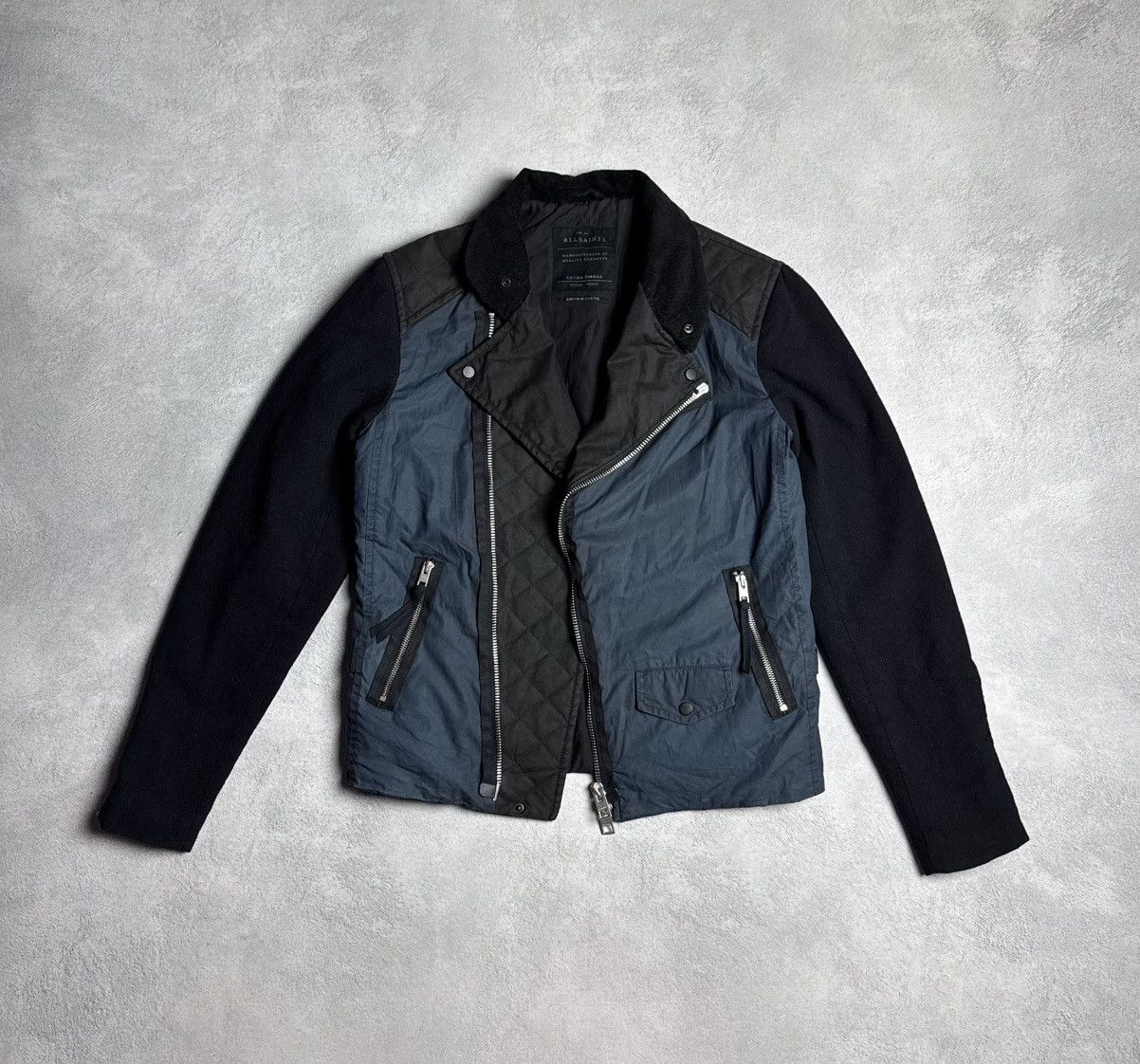 Allsaints Allsaints Women’s Biker Wax Cotton Jacket Wool Sleeves Size S / US 4 / IT 40 - 3 Thumbnail