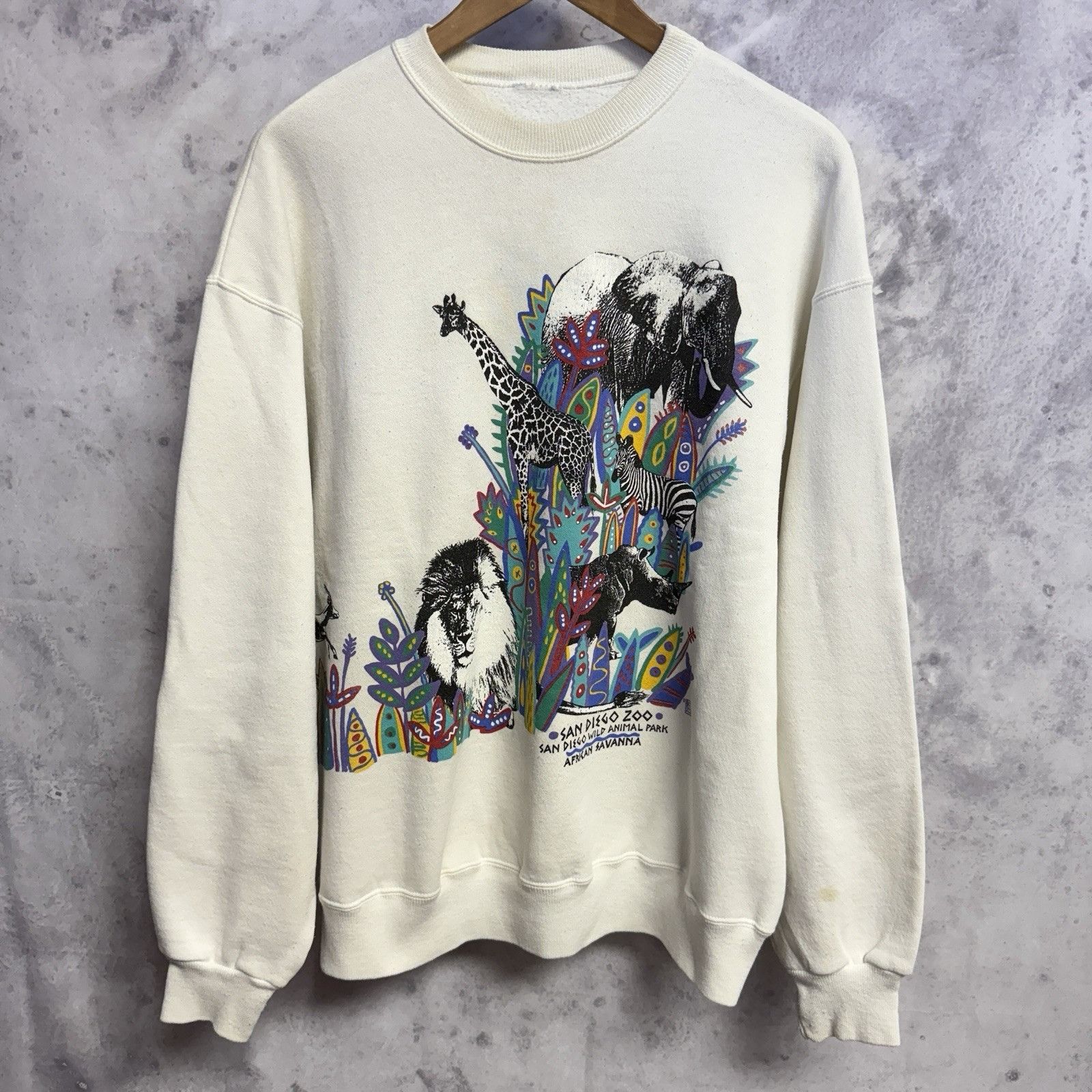 Vintage Vintage San Diego Zoo Sweatshirt Mens M 23x25.5 White Nature Size US M / EU 48-50 / 2 - 1 Thumbnail