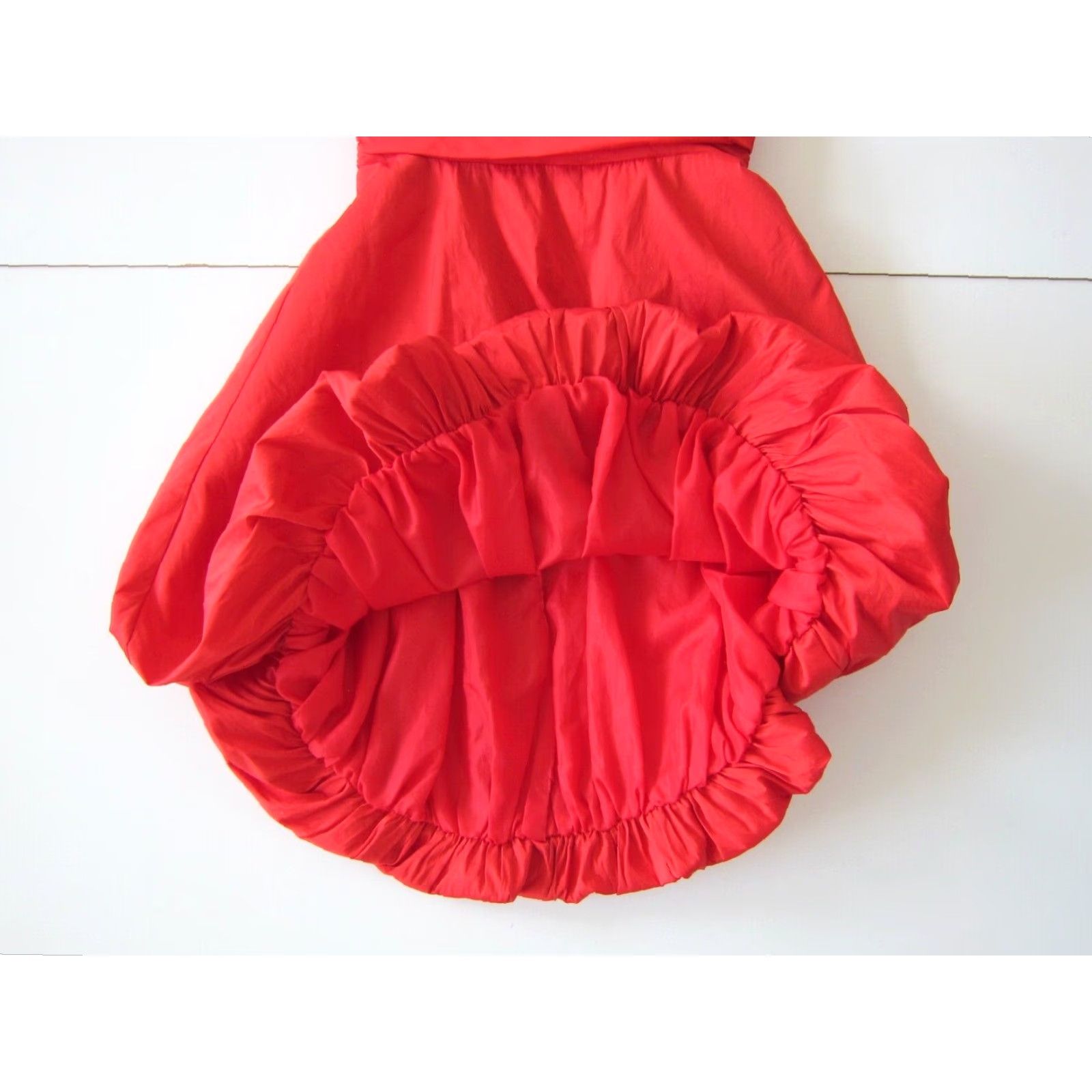 Vintage VINTAGE Betsy & Adam Linda Bernell Red Satin Ruched Puff Halter Party Cocktail Dress 4 Size S / US 4 / IT 40 - 6 Thumbnail