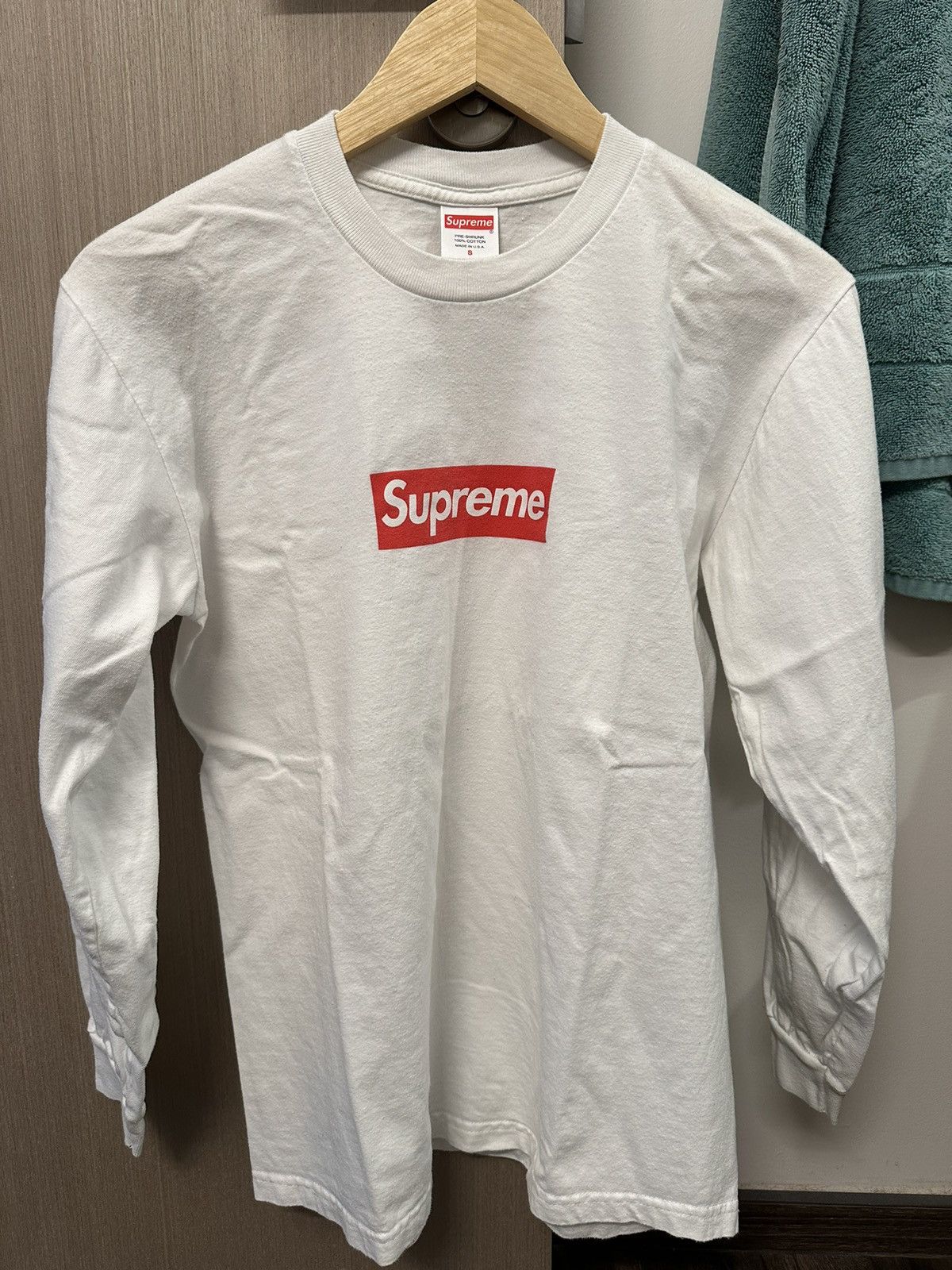 image of Supreme Box Logo L/s White, Men's (Size Small)