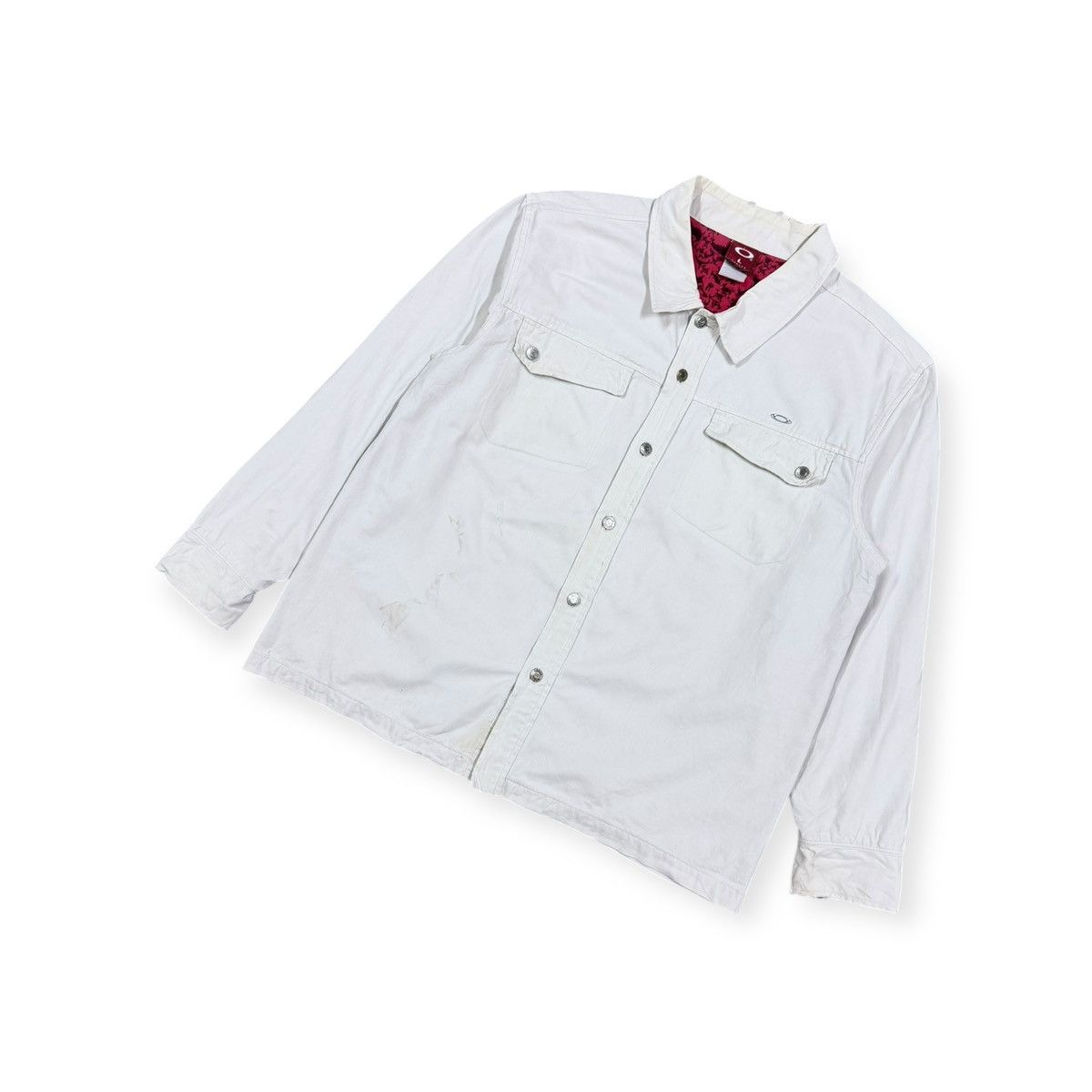 Oakley Vtg🔥Y2k Oakley White Trucker Denim Jacket Size US L / EU 52-54 / 3 - 7 Thumbnail