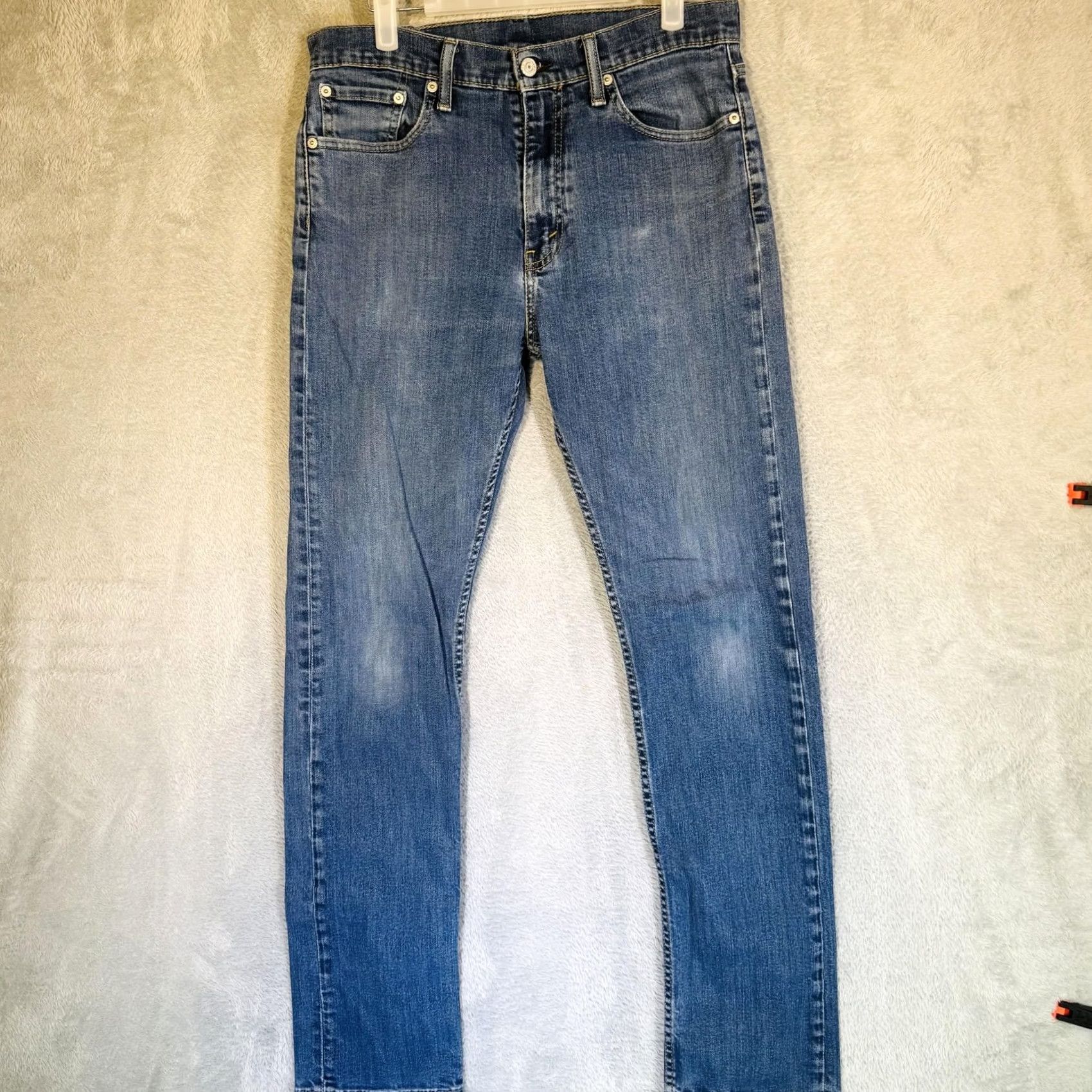 Levi's Levi's Jeans S40175 Mens 32x34 Blue Medium Wash Denim Zip Fly Tapered Stretch Distressed Pockets Logo Size US 32 / EU 48 - 5 Thumbnail