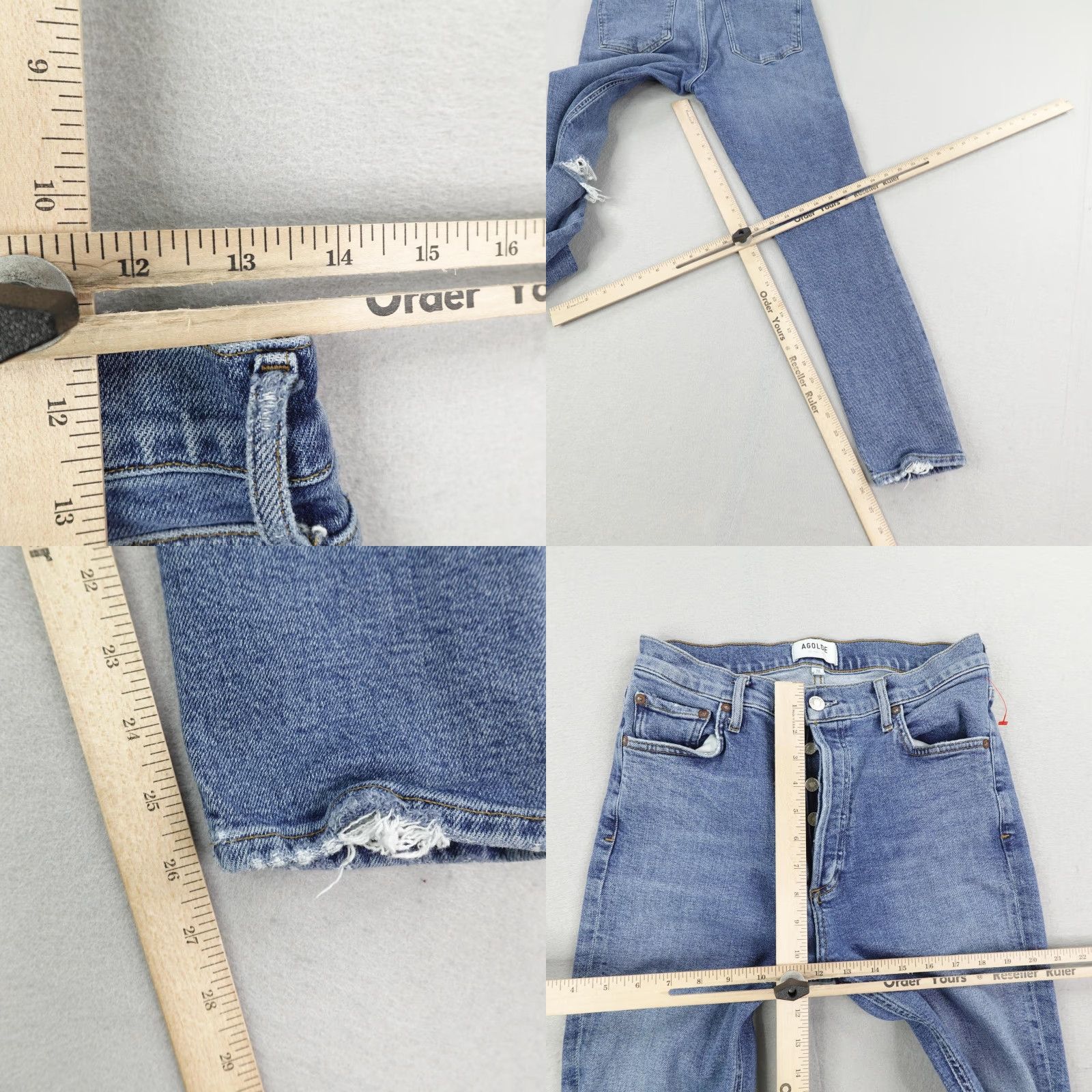 Agolde Agolde Jeans Womens 28 Blue Denim Nico Distressed High Rise Straight Button Fly Size 28" / US 6 / IT 42 - 8 Thumbnail