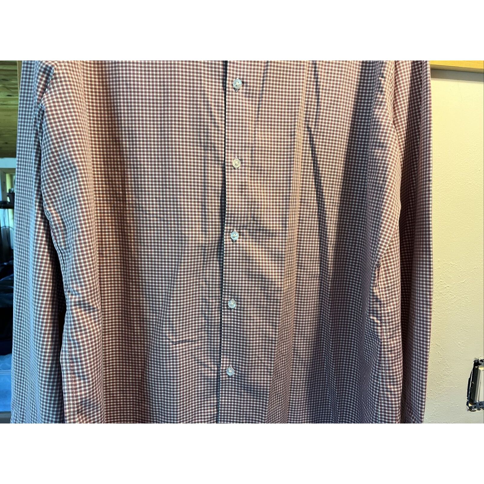 Calvin Klein Calvin Klein Men’s 17.5 34/35 Red Check Button Cotton Shirt Size US XL / EU 56 / 4 - 16 Thumbnail