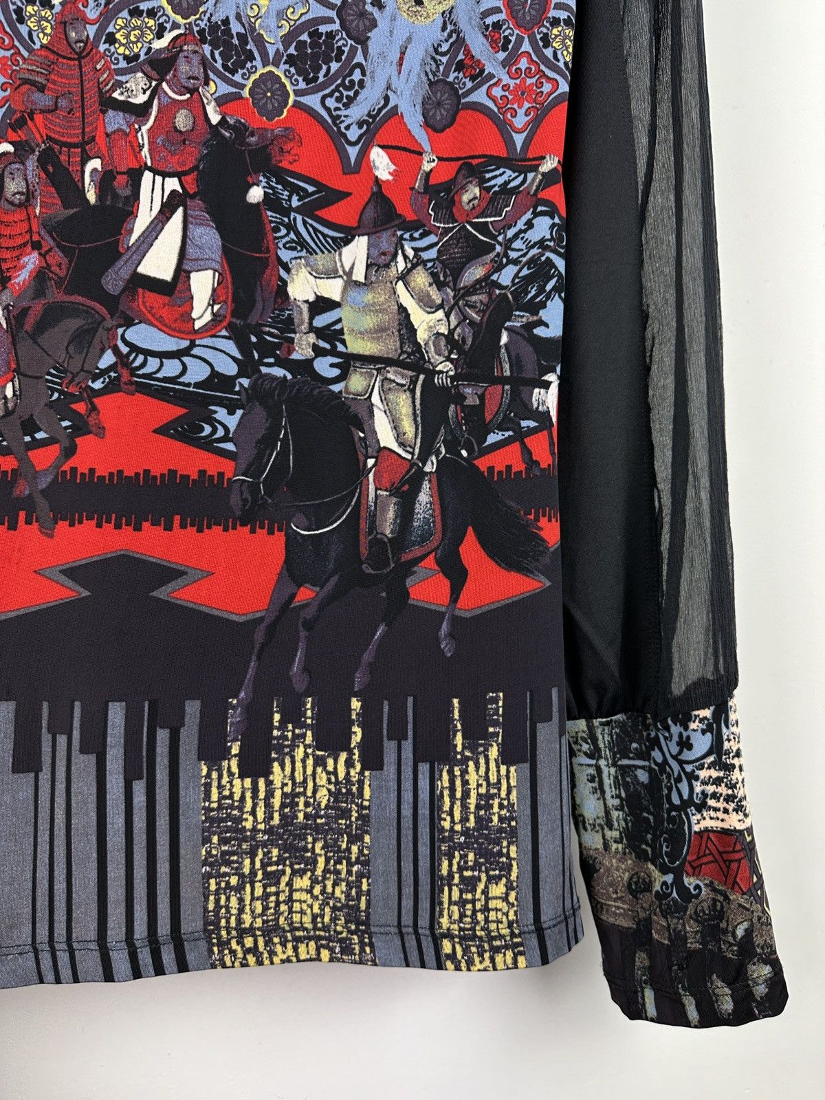 Designer × Japanese Brand Save The Queen Samurai Print Japanese Style Mesh Top Blouses Size XL / US 12-14 / IT 48-50 - 15 Thumbnail