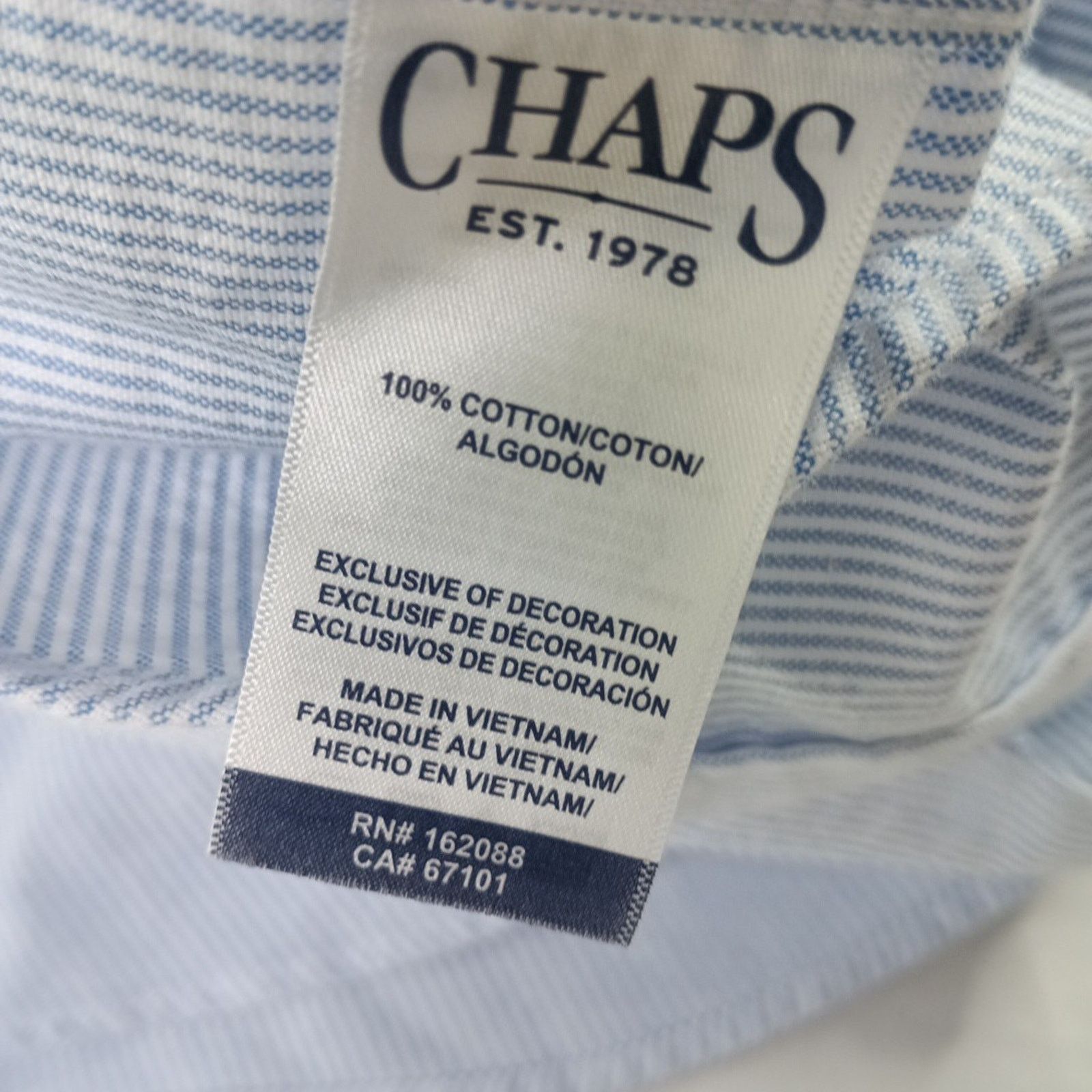 Chaps Chaps Seacoast Oxford Woven Shirt Mens XL Blue White Striped Size US XL / EU 56 / 4 - 7 Thumbnail