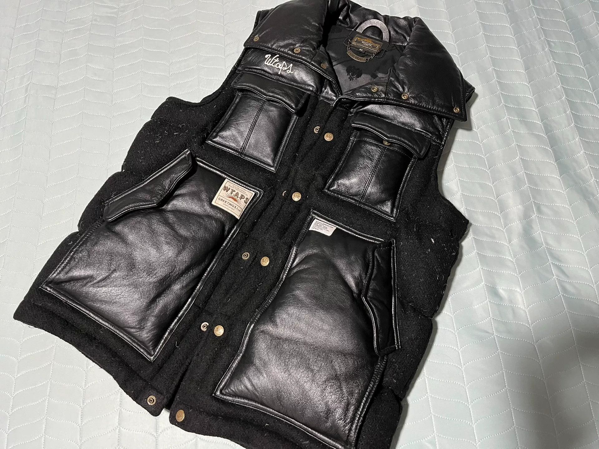 Wtaps WTAPS Military Black Leather Down Vest Size US L / EU 52-54 / 3 - 1 Thumbnail