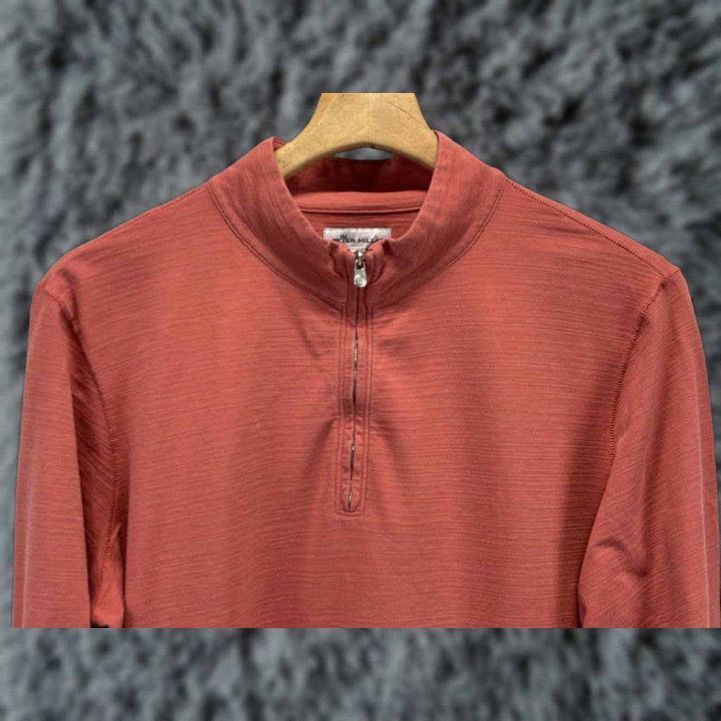 Peter Millar Peter Millar 1/4 Zip Pullover Shirt Men’s Large Cotton Blend Golf Slub Knit Coral/orangish Pink Mens Size US L / EU 52-54 / 3 - 1 Thumbnail