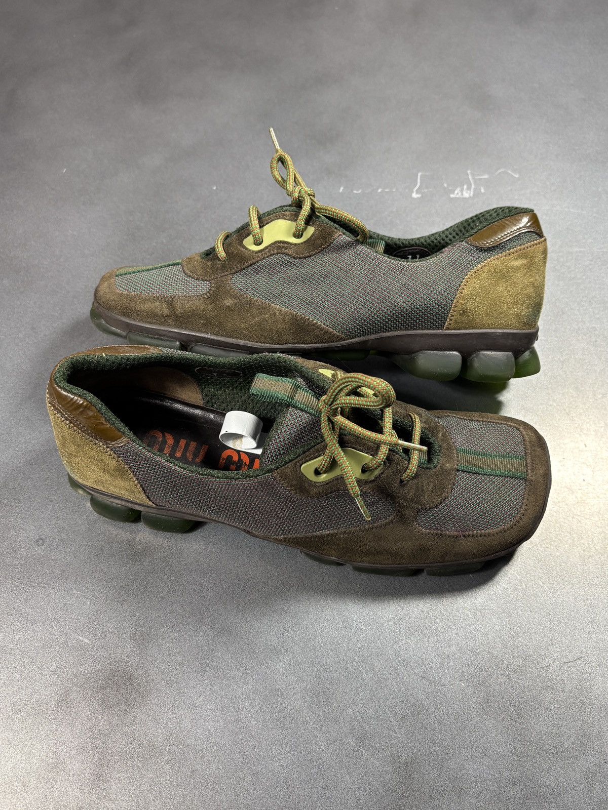 Miu Miu F/W 1999 Miu Miu Runway Sneakers Suede Square Toe Green Shoe Size US 7 / IT 37 - 3 Thumbnail