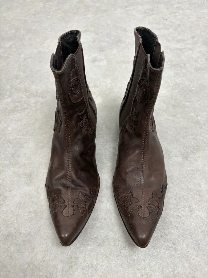 Just Cavalli 2010s Cavalli Brown Western Royal Leather Boots Size US 9 / EU 42 - 2 Thumbnail