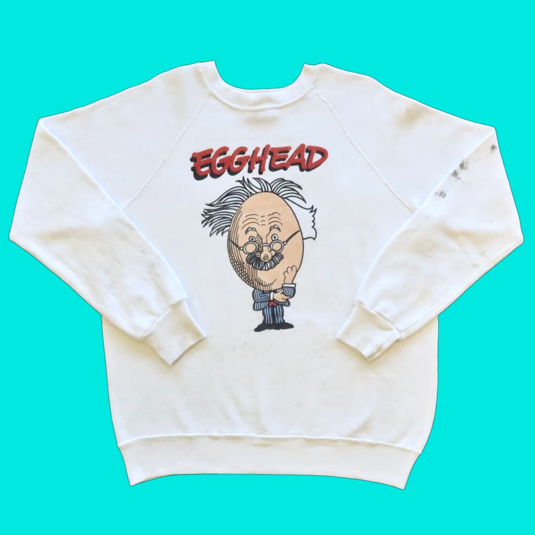 Vintage VINTAGE Albert Einstein Egghead Software Sweatshirt Men XL White Pullover 80s String? Size US XL / EU 56 / 4 - 1 Thumbnail