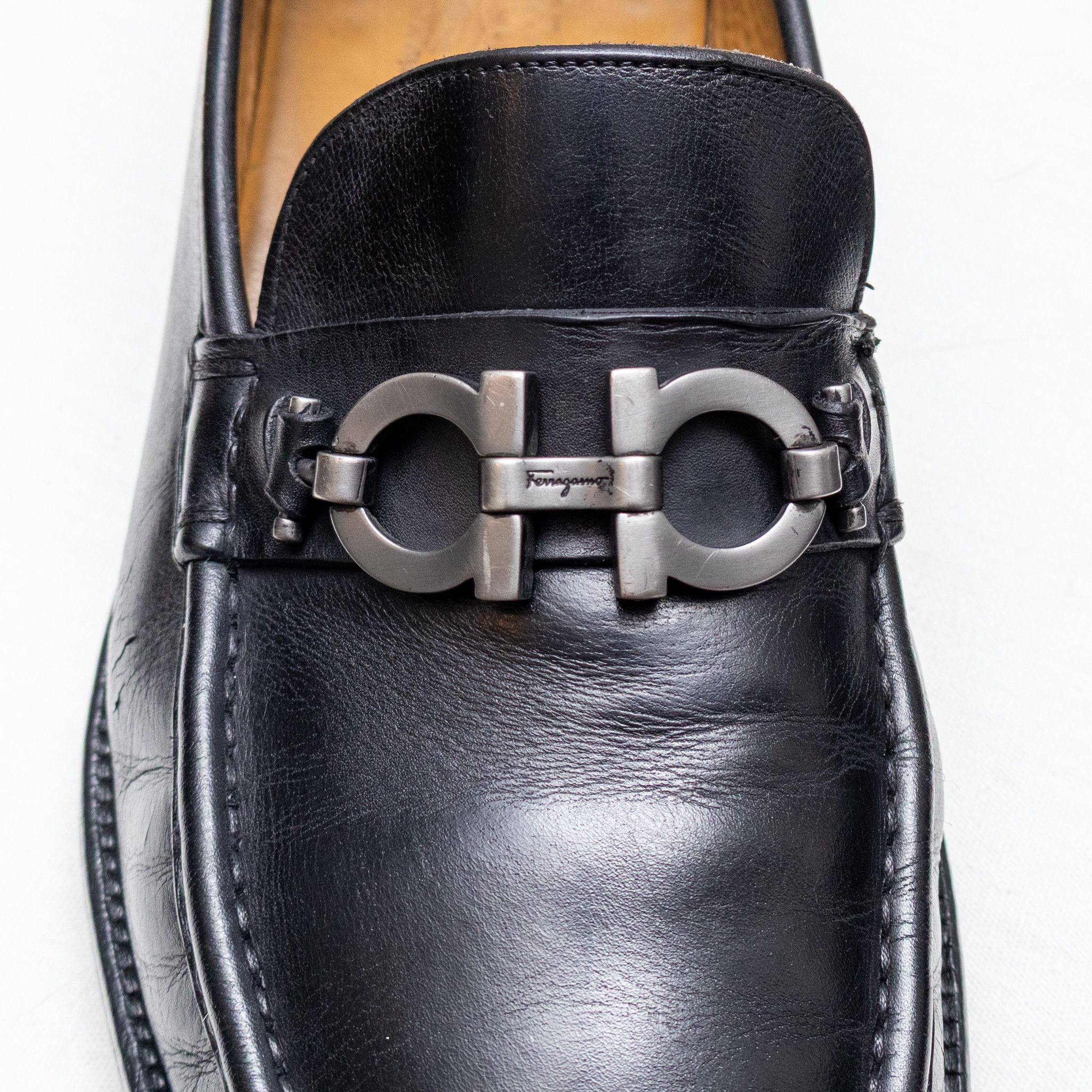 Salvatore Ferragamo SALVATORE FERRAGAMO Black Leather Lug Sole Loafers Sz 10 EE Size US 10 / EU 43 - 8 Thumbnail