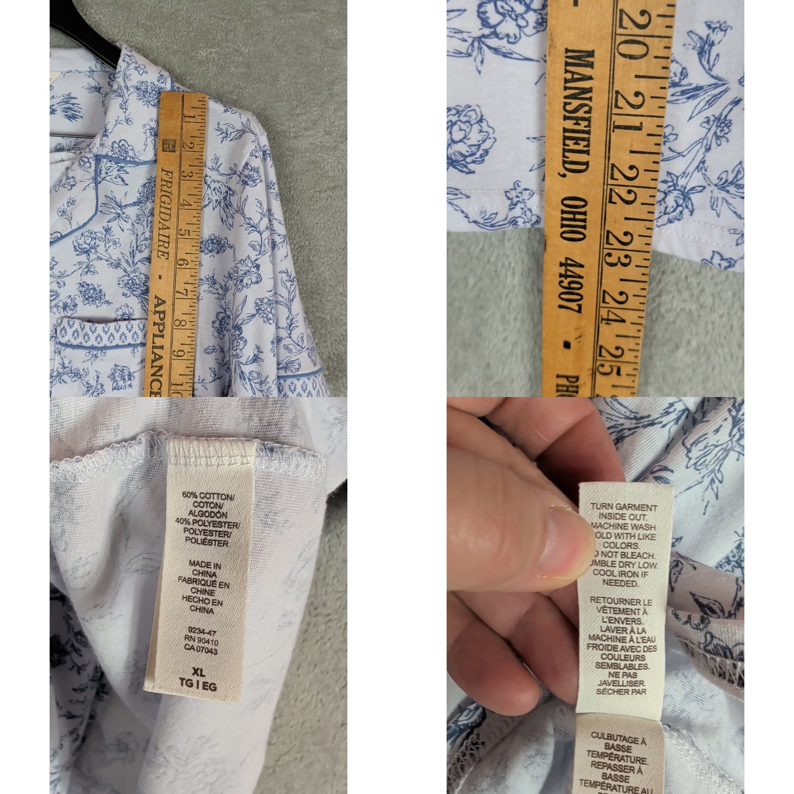Laura Ashley Laura Ashley Women XL Blue Toile Floral Pajama Set Size ONE SIZE - 8 Thumbnail