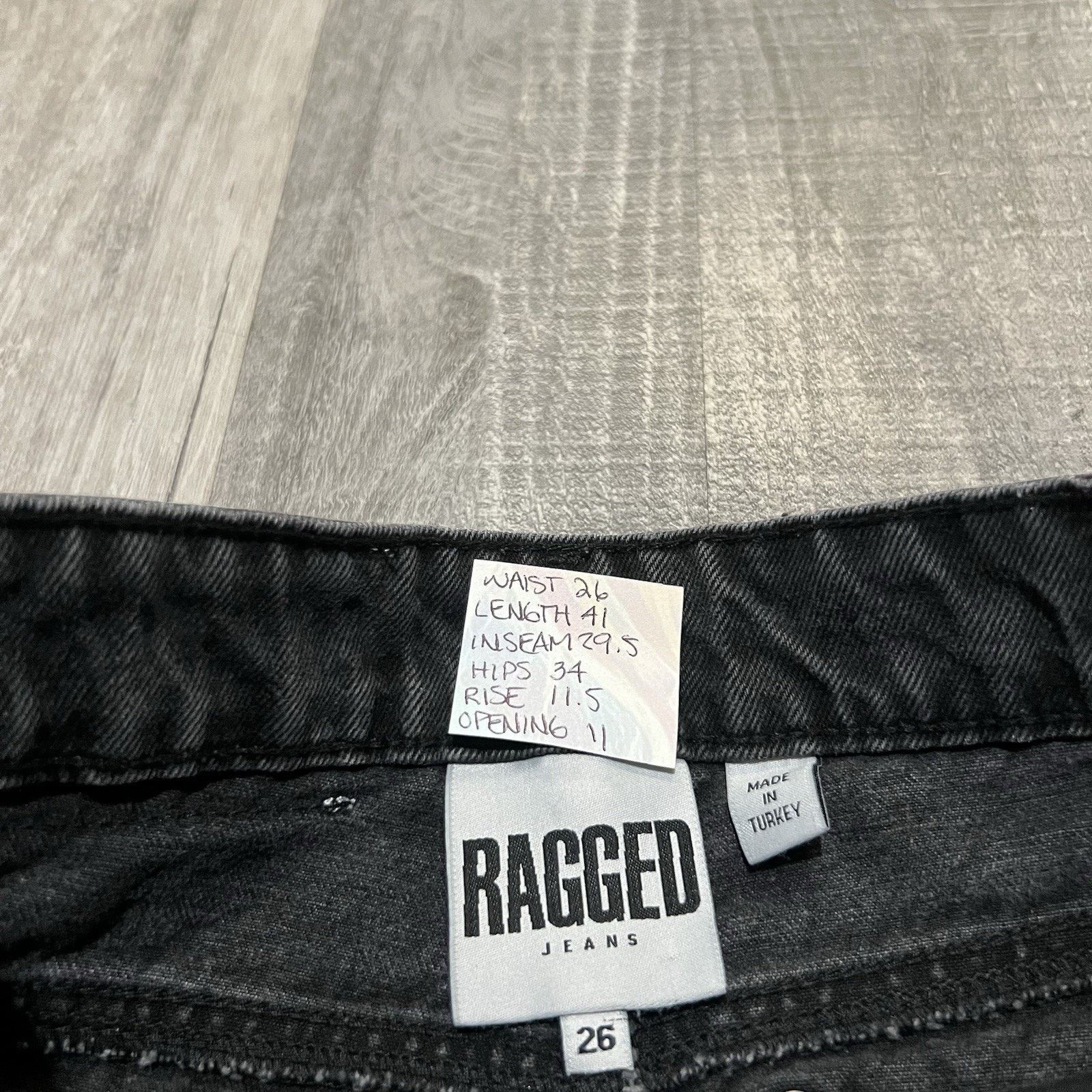 Vintage Ragged Jeans Womens 26 Black Wide Leg High Rise Flared Denim Size 26" / US 2 / IT 38 - 6 Thumbnail