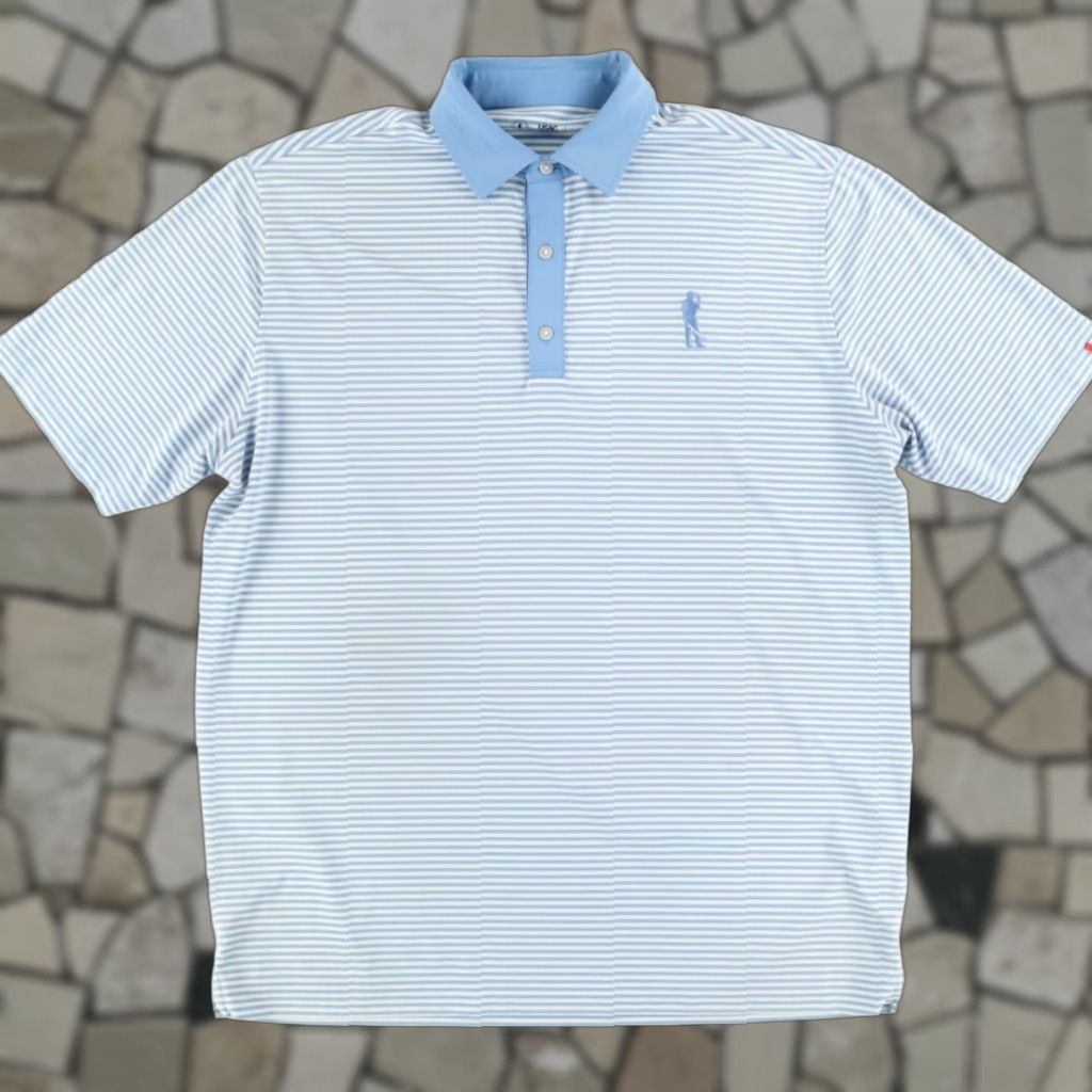 Vintage USAG U Suck at Golf High Stretch Striped Polo Shirt Blue Men's 2XL - Shirt - Men - 2XL - Blue - Polo - Striped - USAG - U Suck at Golf Size US XXL / EU 58 / 5 - 1 Thumbnail
