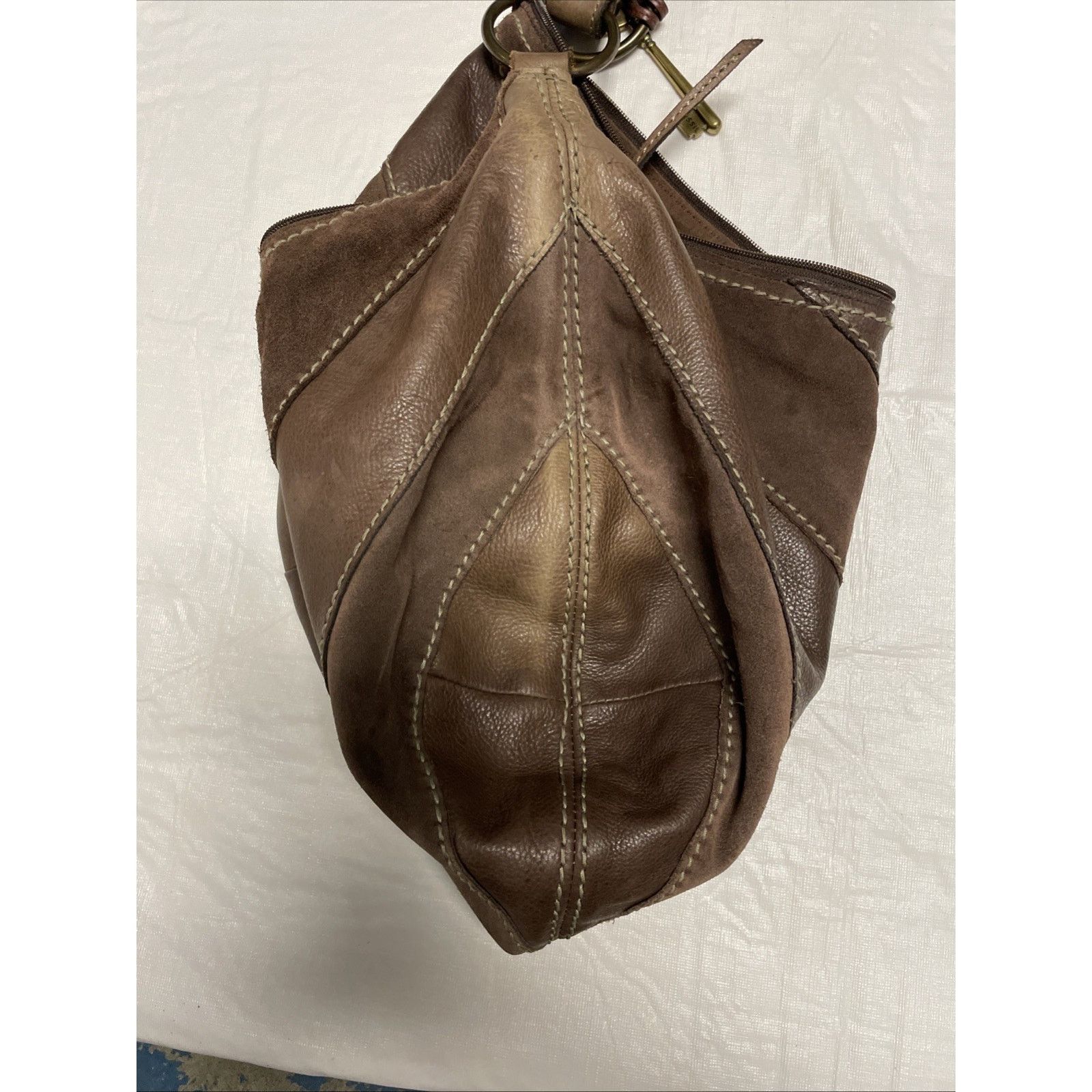 Fossil Fossil Vintage Brown Patchwork Leather Suede Shoulder Bag Size ONE SIZE - 11 Thumbnail