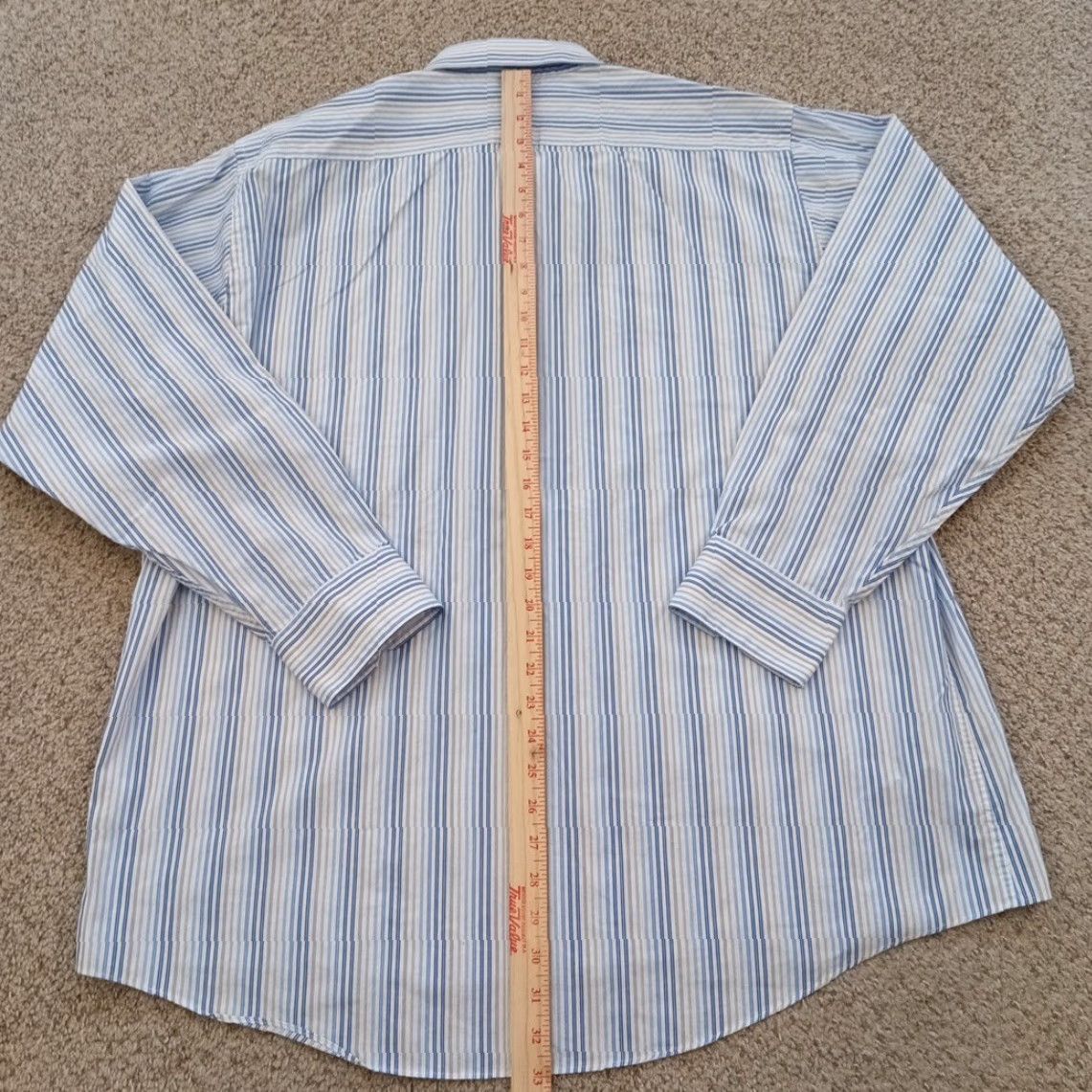 Arrow Arrow Shirt Mens 17.5 Blue Gray Striped Long Sleeve Button-Up Cotton Blend Collar Point Chest Pocket Regular Mens Size US XXL / EU 58 / 5 - 5 Thumbnail