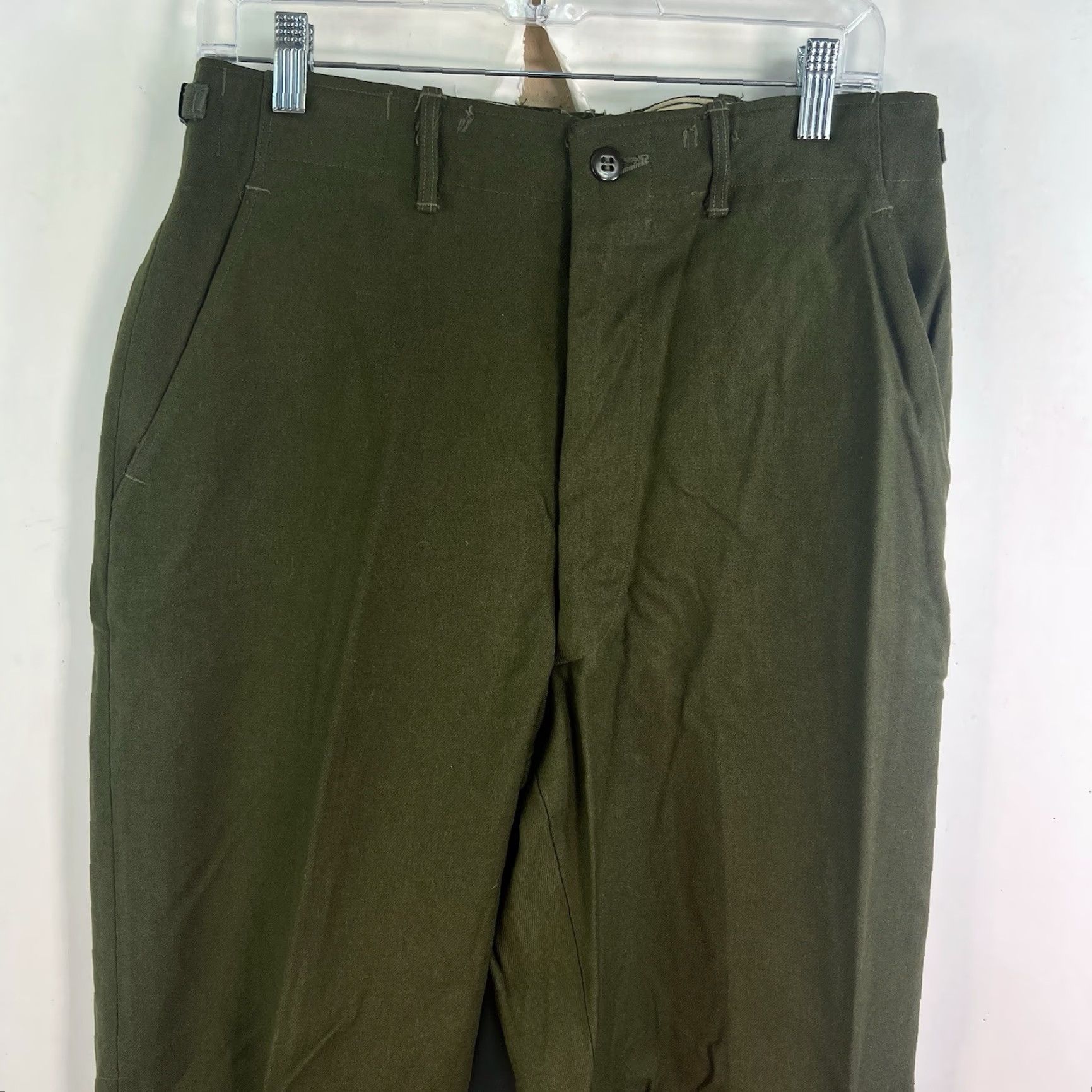 Vintage VINTAGE US Military M-1951 Wool Field Pants Mens S Short 32x30 Green Chino Flats Front Zip Fly Wool Regular Solid Army Hunting Outdoors 1953 Mens Size US 29 - 2 Thumbnail