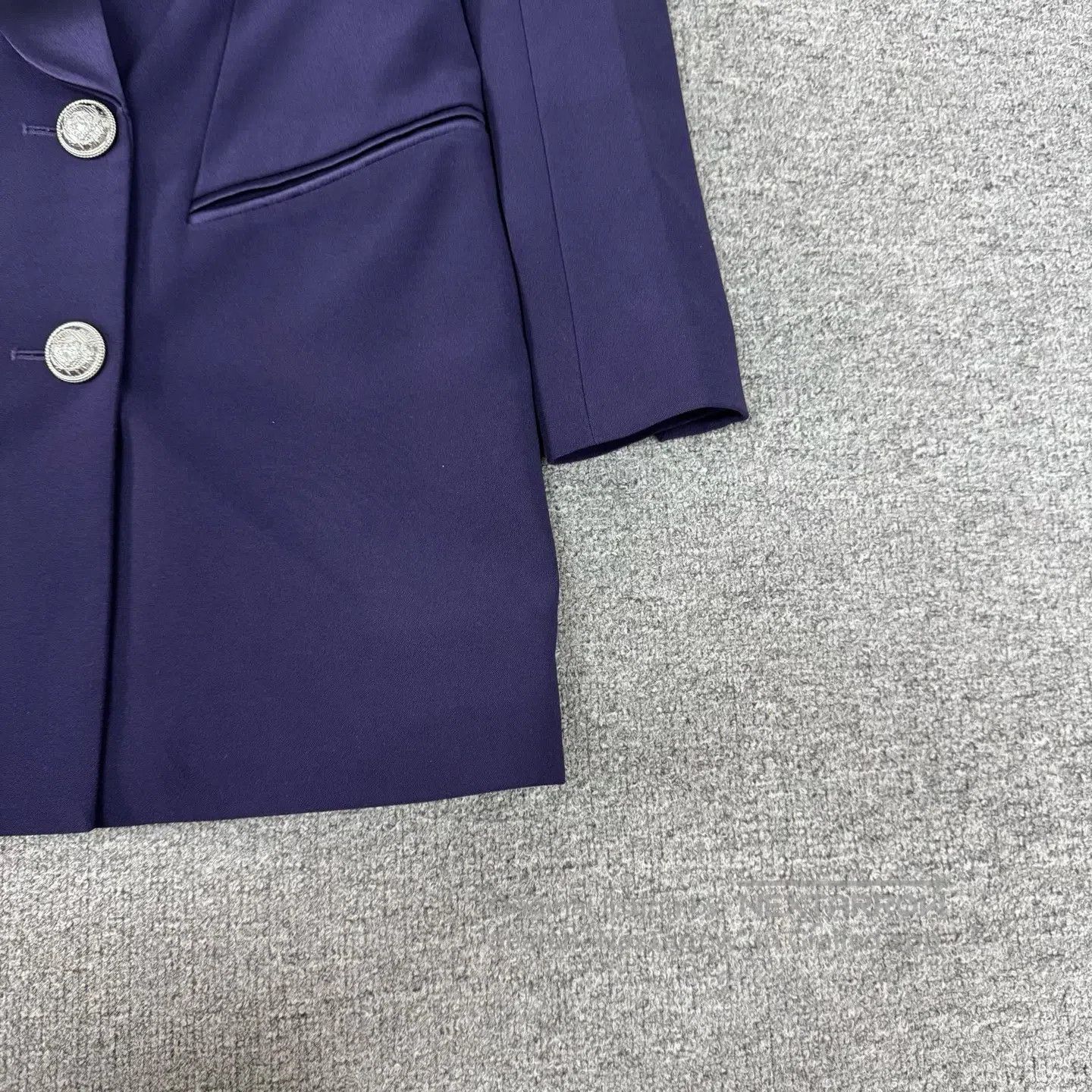 Balmain BALMAIN Satin green collar, double-breasted, long suit jac Size S / US 4 / IT 40 - 4 Thumbnail