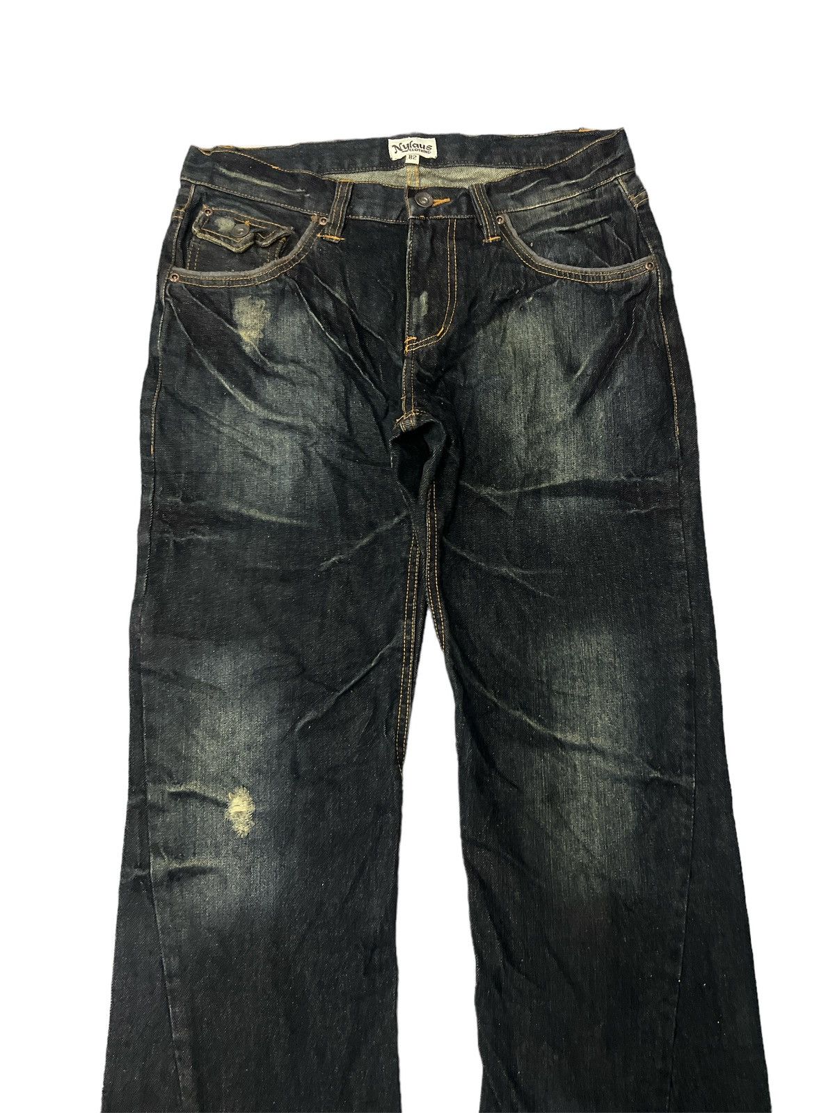 Japanese Brand FLARED💥NYLAUS RIPPED TWIST DISTRESSED DENIM PANT Size US 31 - 4 Thumbnail