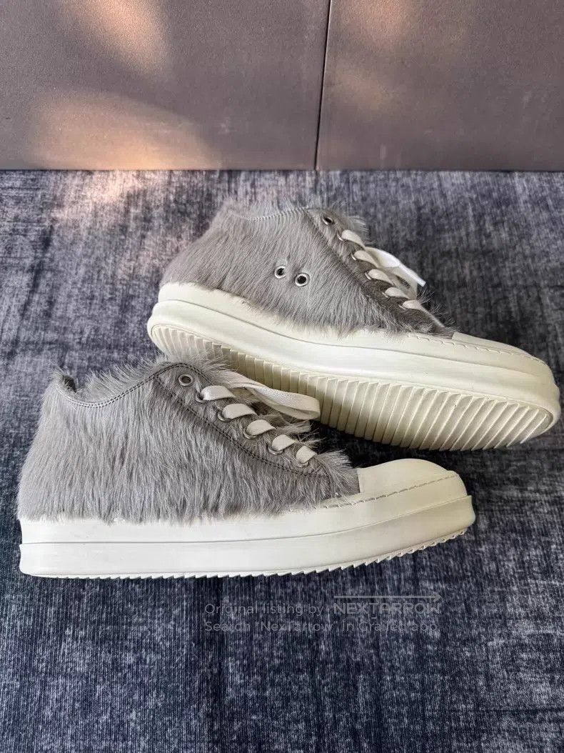 Rick Owens Rick Owens Grey Horsehair Low-Top Converse Size US 5.5 / IT 35.5 - 3 Thumbnail