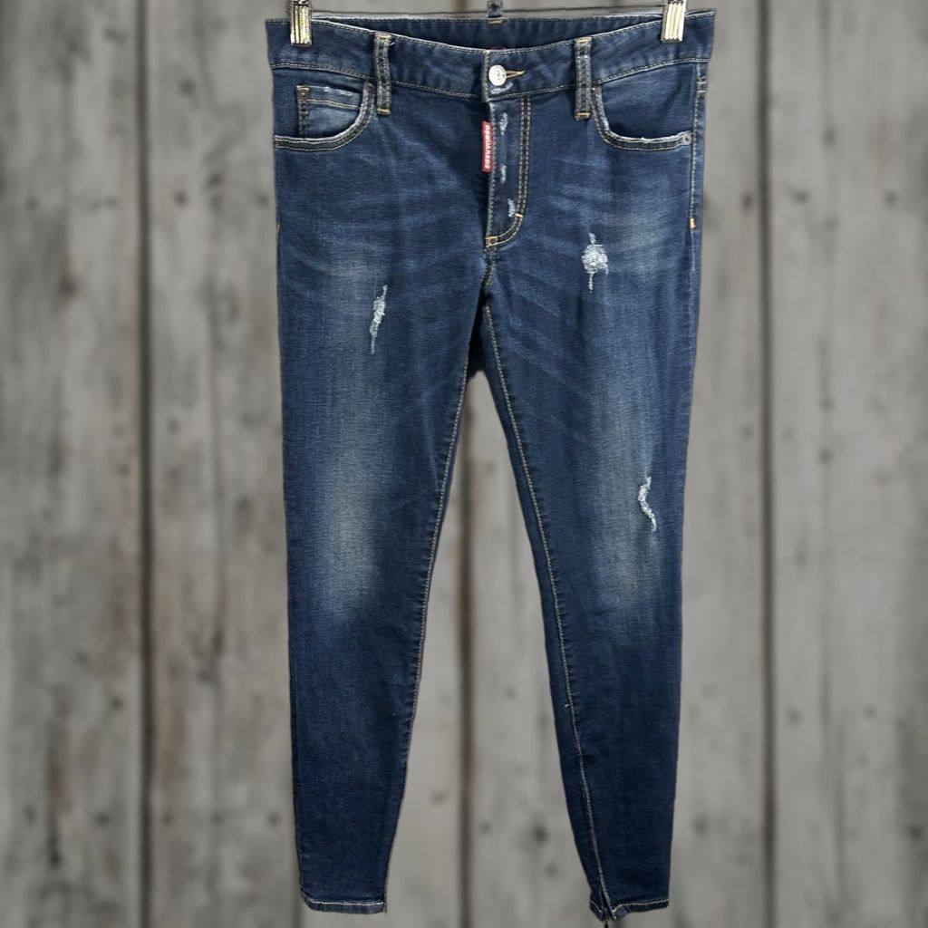 Dsquared2 DSQUARED2 Twiggy Jeans Womens 26 Blue Denim Stretch Slim 90s City City Quiet Luxury Y2K Twiggy Model DSQUARED2 Womens Jeans Size 26" / US 2 / IT 38 - 1 Thumbnail
