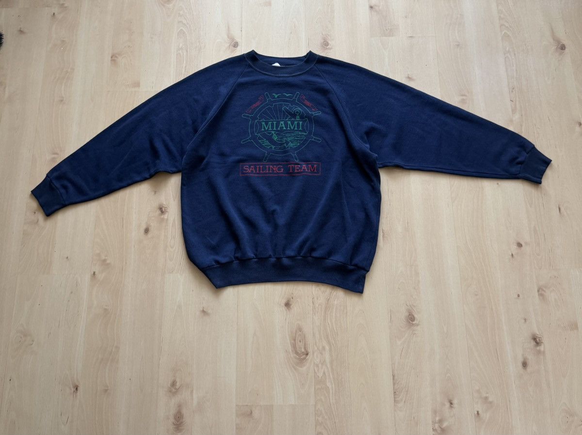 Vintage 70’s Miami Sailing team yacht boxy retro sweatshirt vintage Size US L / EU 52-54 / 3 - 5 Thumbnail