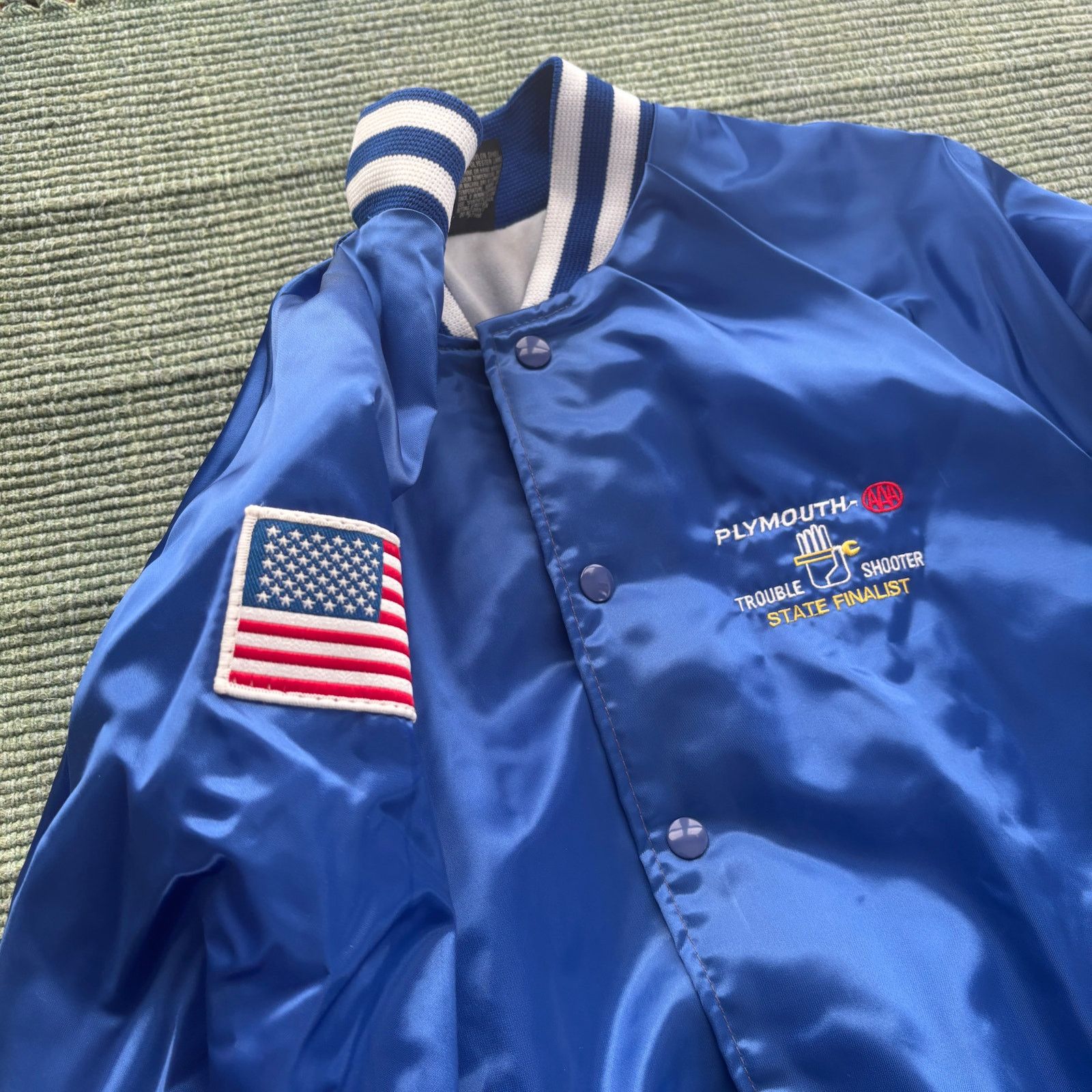 Vintage 1980s vintage shiny blue satin bomber jacket Size US XL / EU 56 / 4 - 6 Thumbnail
