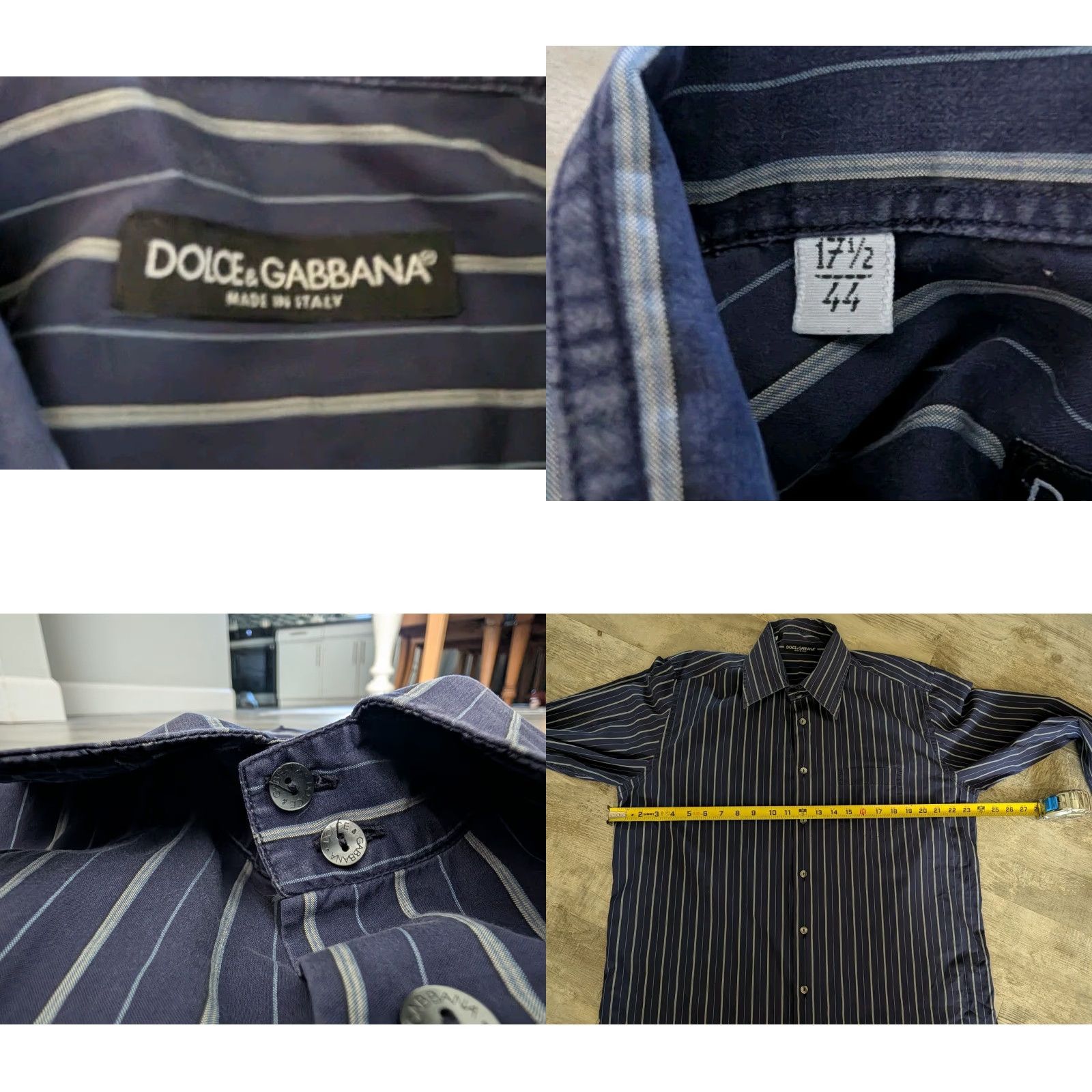 Dolce & Gabbana Dolce & Gabbana Button Up Shirt Men 17.5-44 Blue Striped Dress Shirt Button-Up Casual Formal Workwear Italian Brand Mens Size 46R - 8 Thumbnail