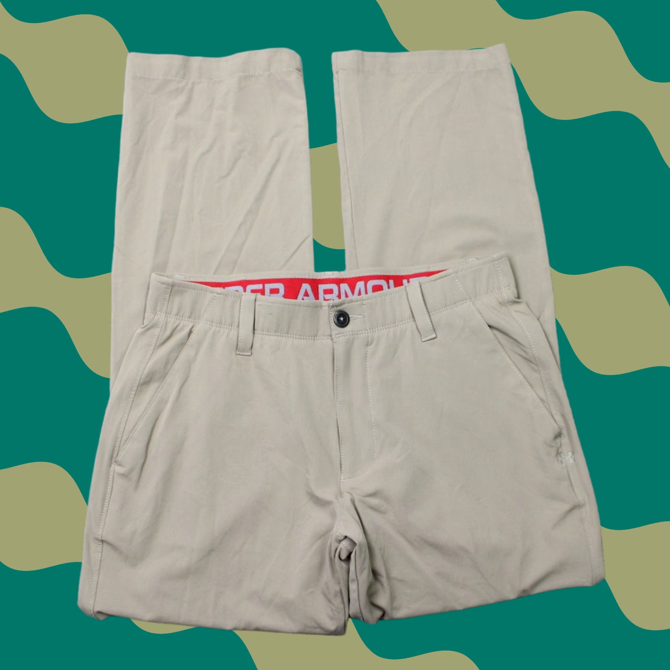 Under Armour Under Armour Pants Mens 32x30 Beige UA Match Play Loose Fit Straight Leg Golf Size US 32 / EU 48 - 1 Thumbnail