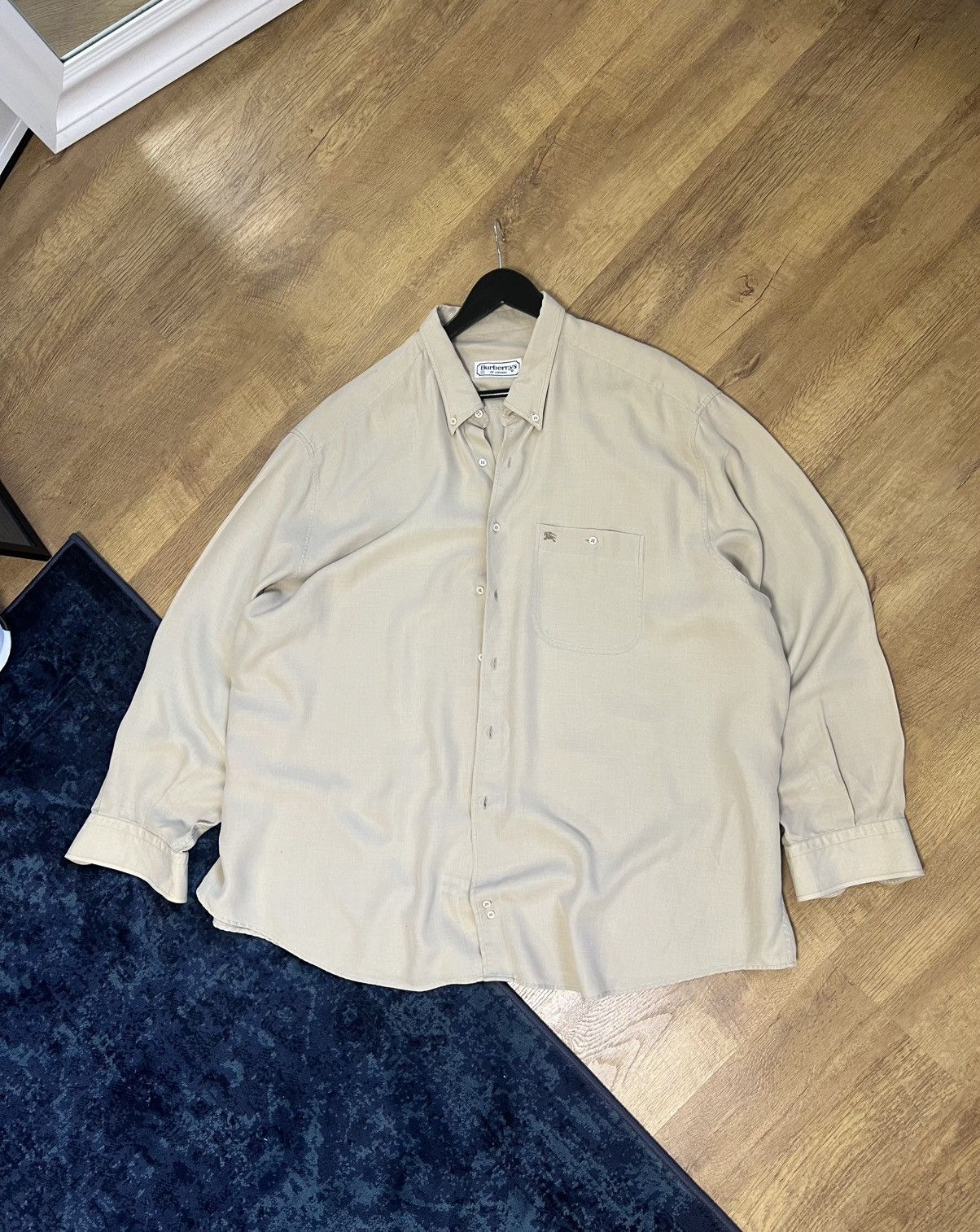 Burberrys vintage 80s tencel shirt in beige retro rare 2XL