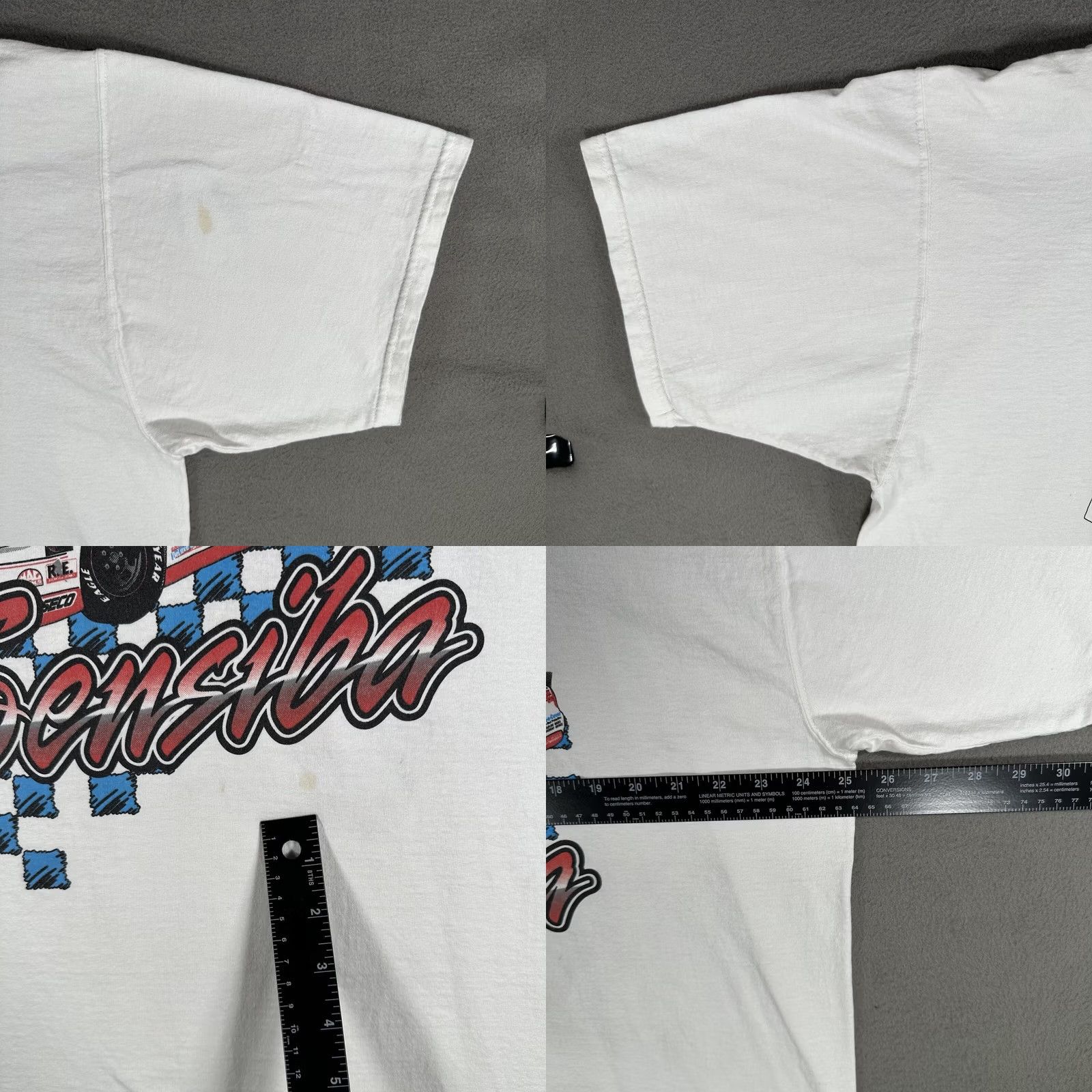 Fruit Of The Loom Fruit of the Loom Shirt Mens 2XL White Prestige 6 Checkered Distressed EUC 90s Vintage Logo Crew Neck Short Sleeve Cotton 1990s Mens T-Shirt Size US XXL / EU 58 / 5 - 8 Thumbnail