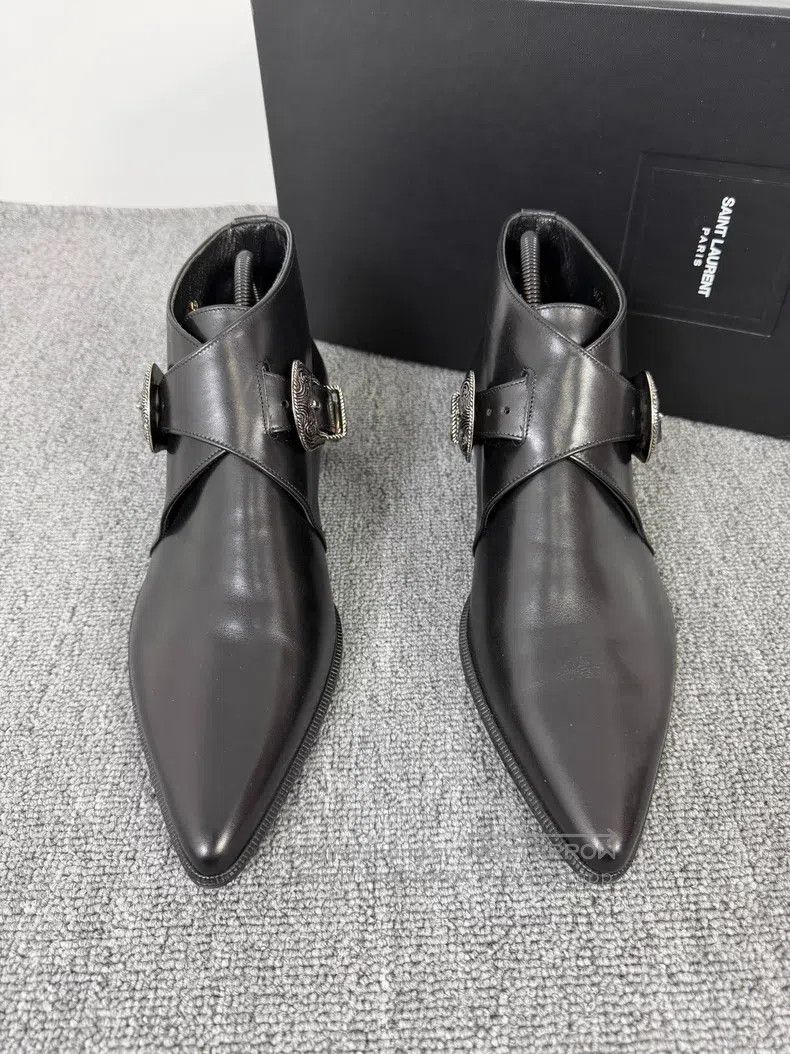 Saint Laurent Paris Saint Laurent Paris Chelsea boots with cross leather belt Size US 6 / EU 39 - 2 Thumbnail